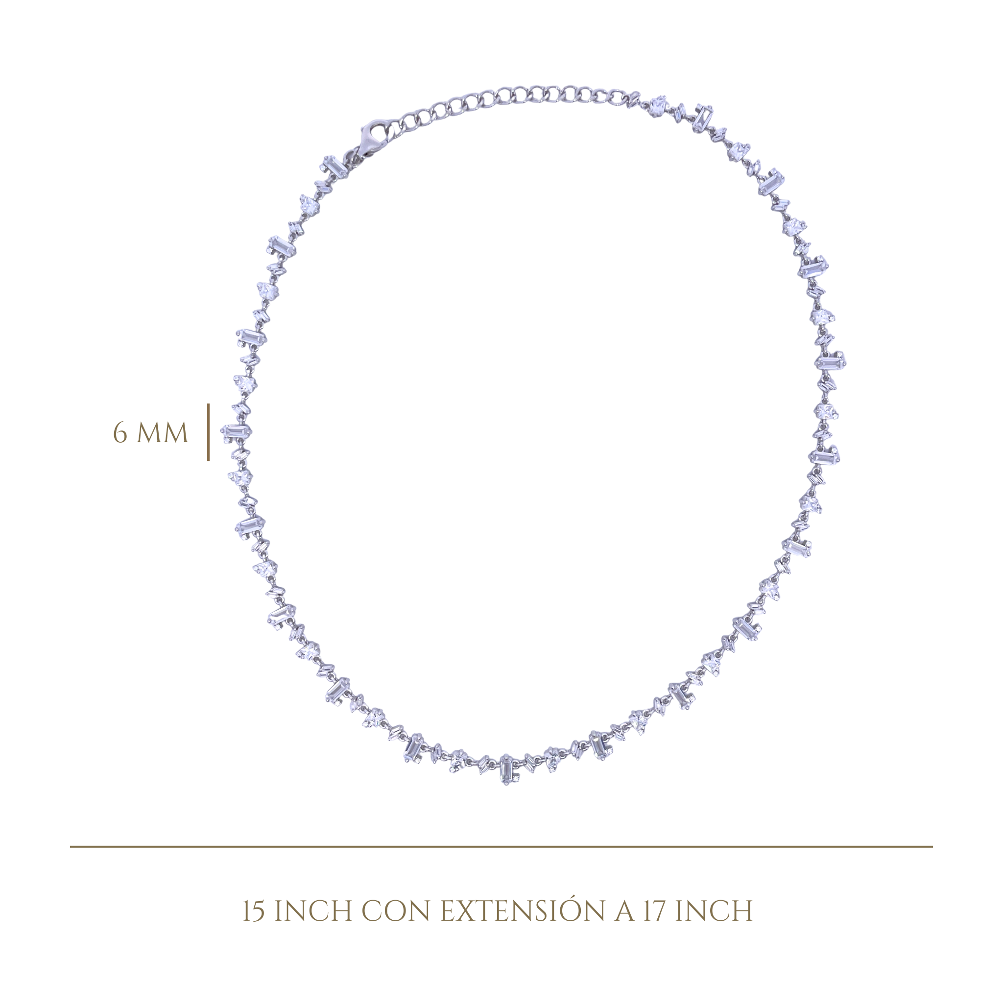 925SL TENNIS DIFFERENT CUTS CZ NECKLACE