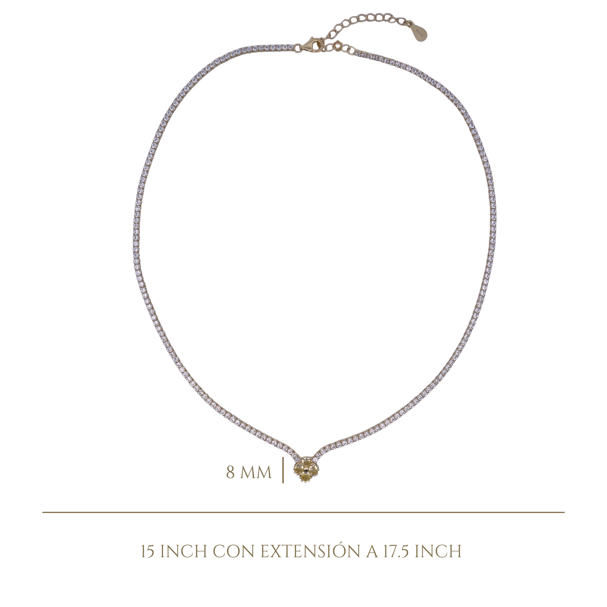 925YG TENNIS SOLITARY CLOVER CZ YELLOW NECKLACE