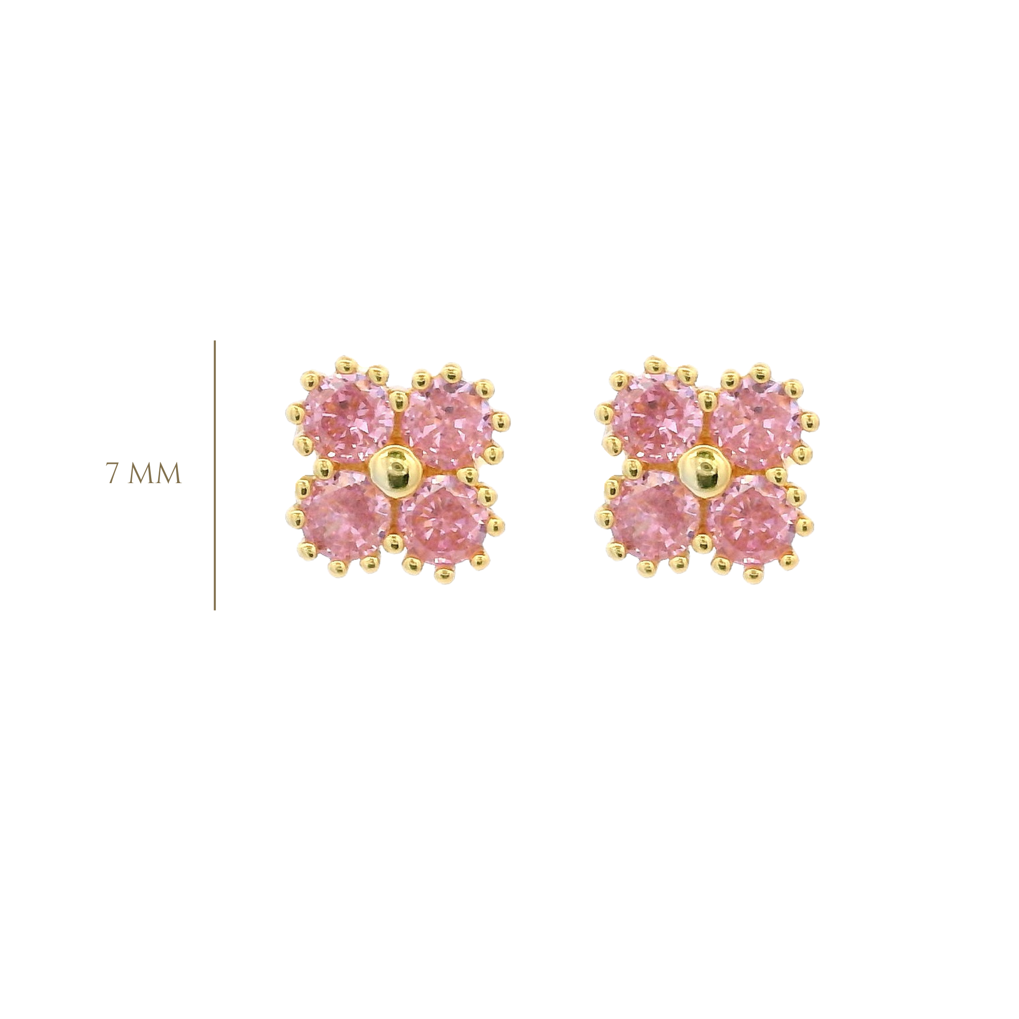 925YG SMALL CLOVER CZ PINK EARRINGS