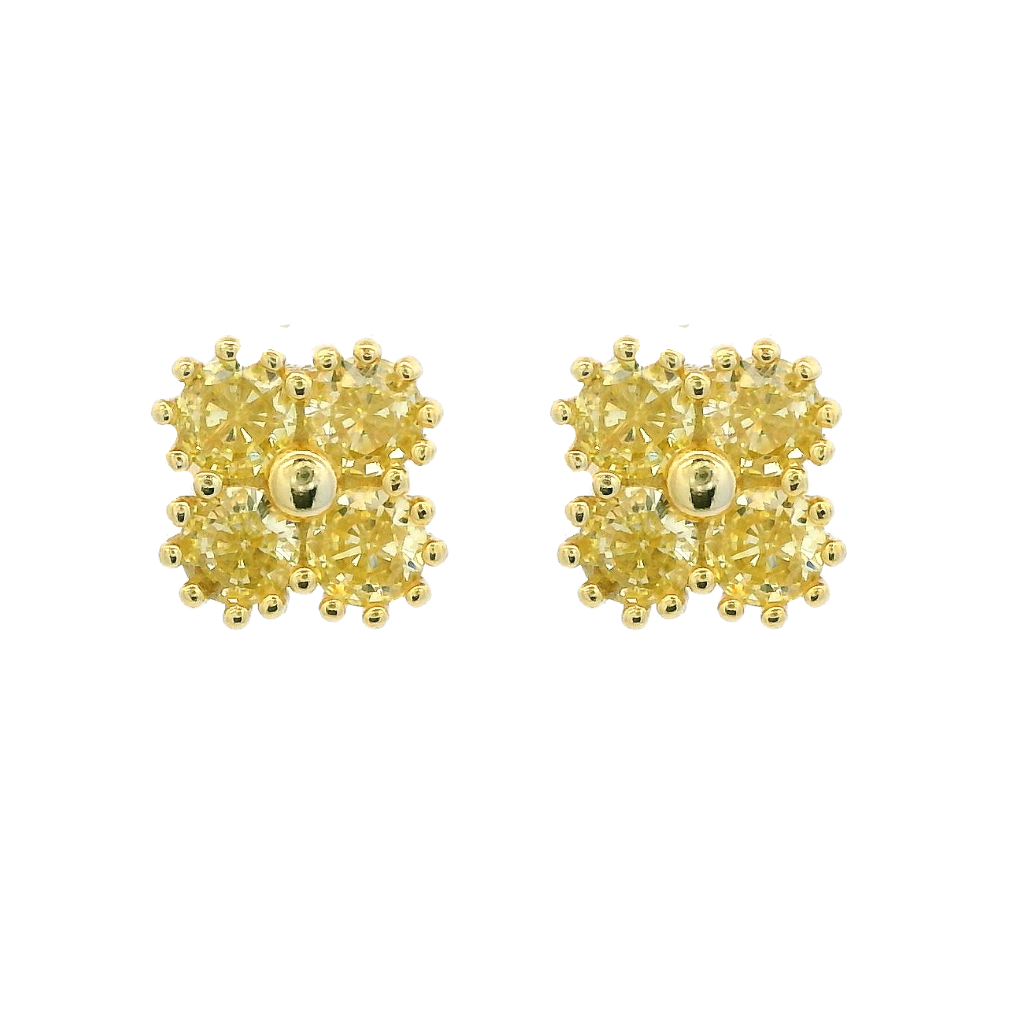 925YG SMALL CLOVER CZ YELLOW EARRINGS