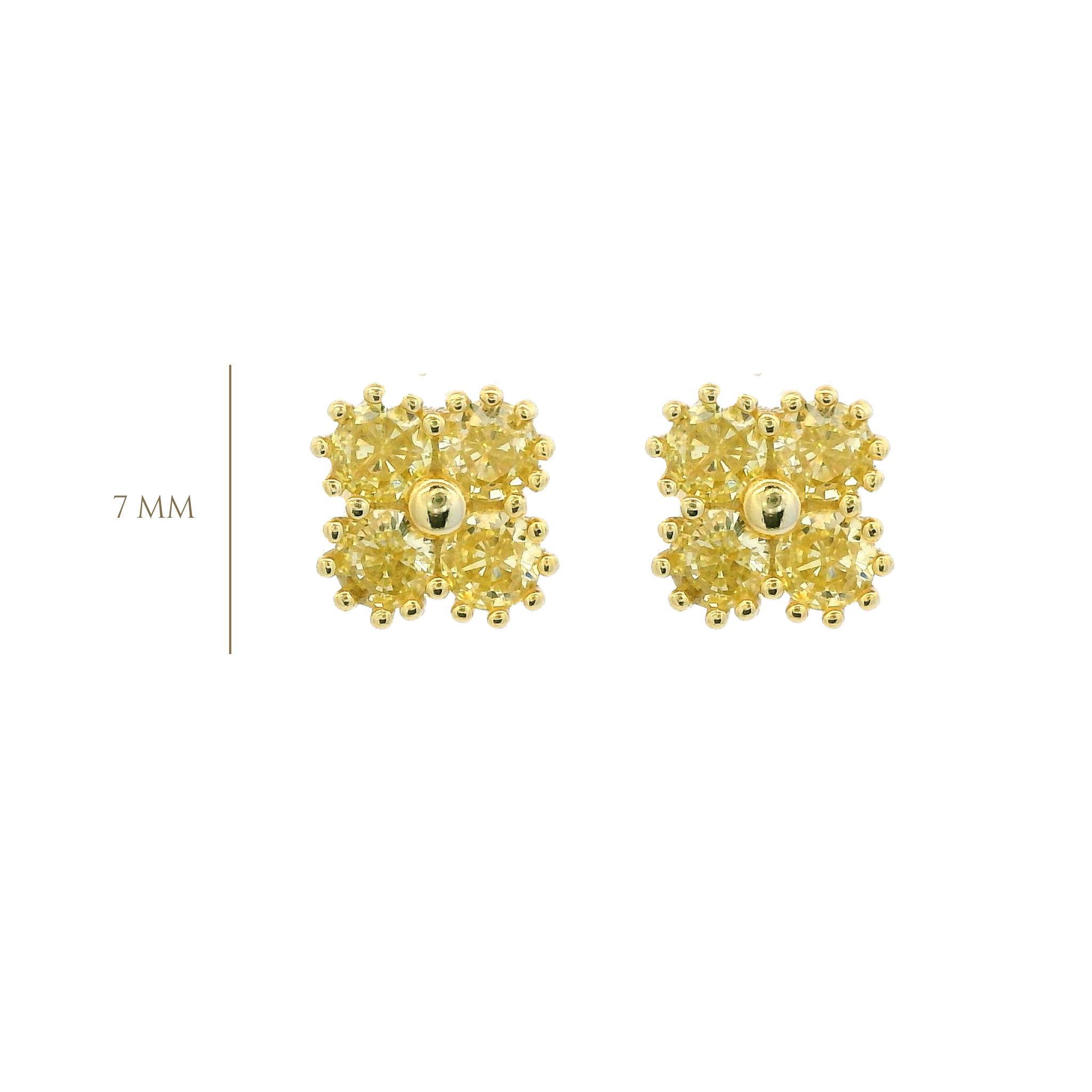 925YG SMALL CLOVER CZ YELLOW EARRINGS
