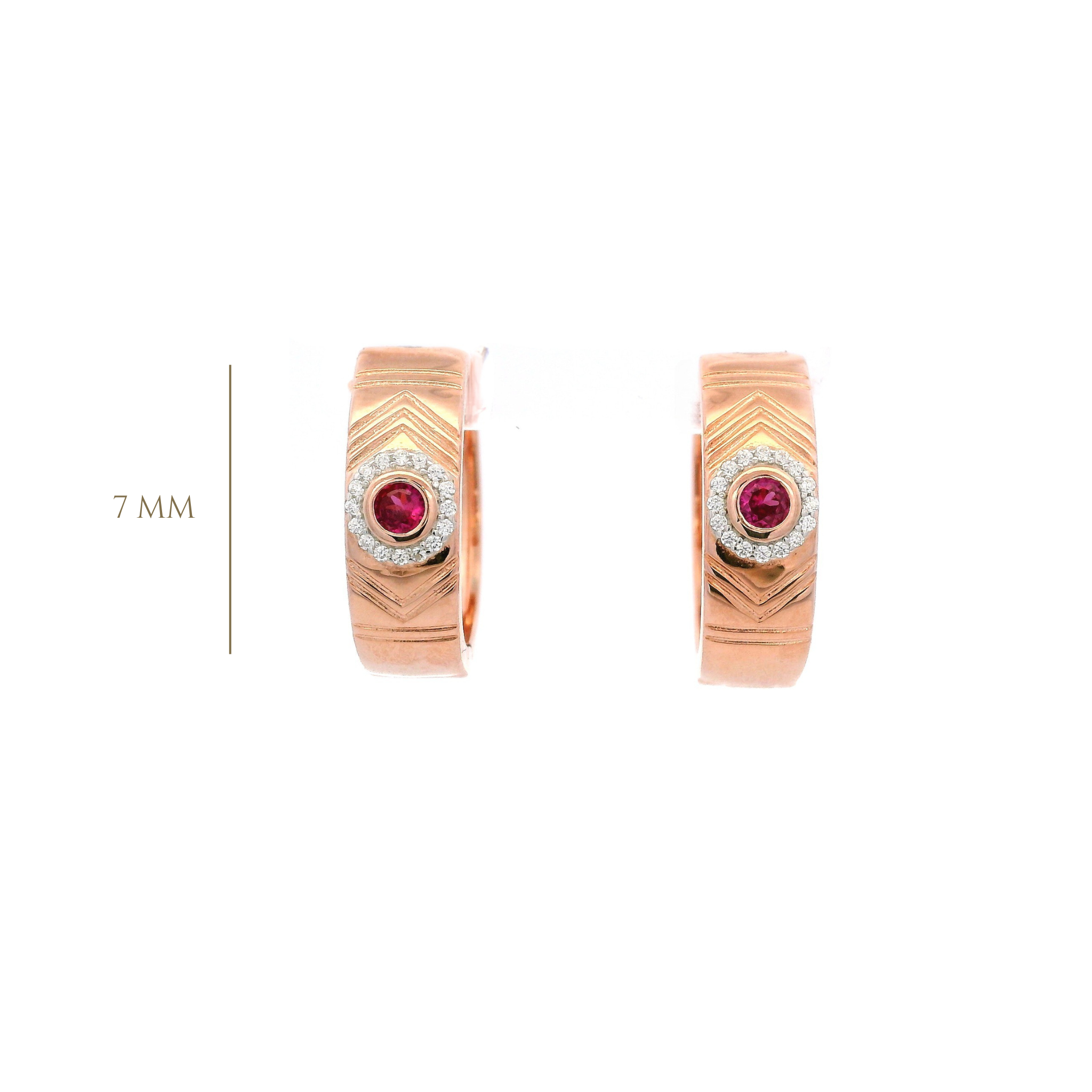 925RG CENTER CIRCLE CZ FUSHIA HOOPS