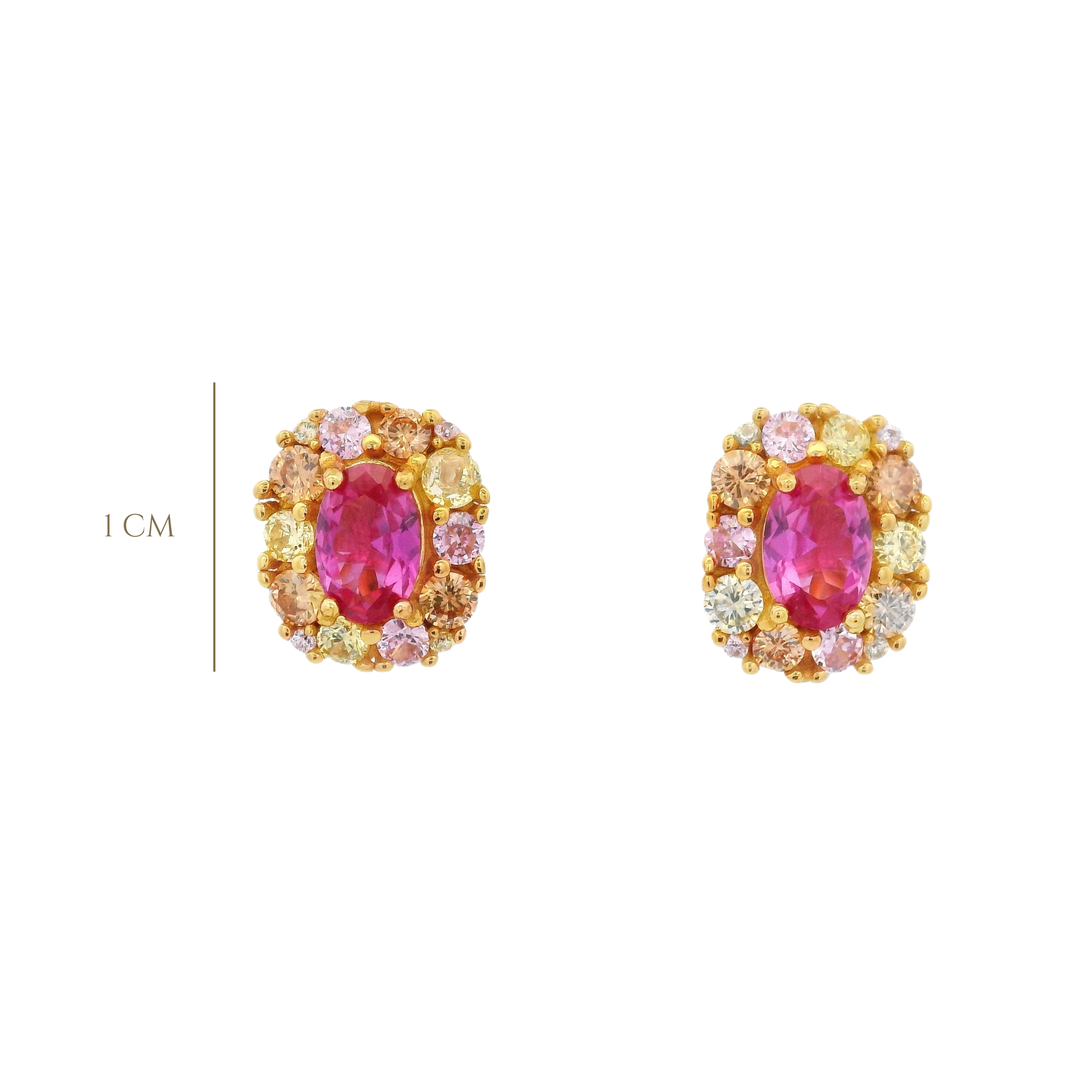 925YG HALO SQUARE EARRINGS CZ FUSHIA