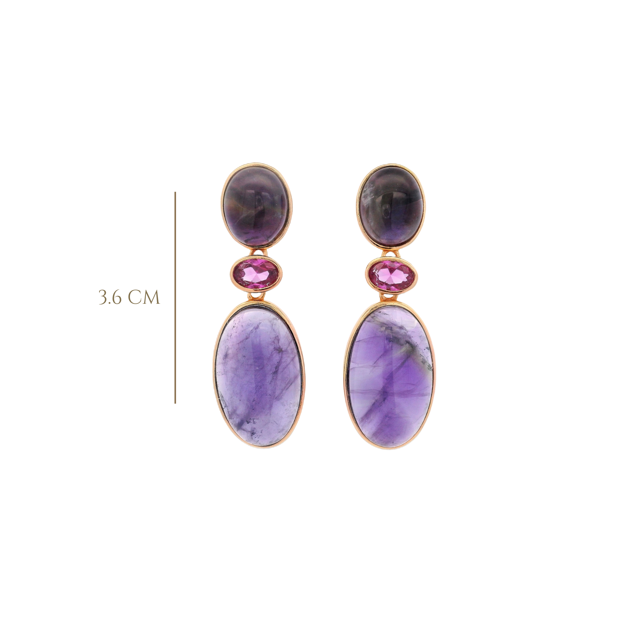 925RG DROP TRIPLE SHAPE EARRINGS AMETHYST & CZ