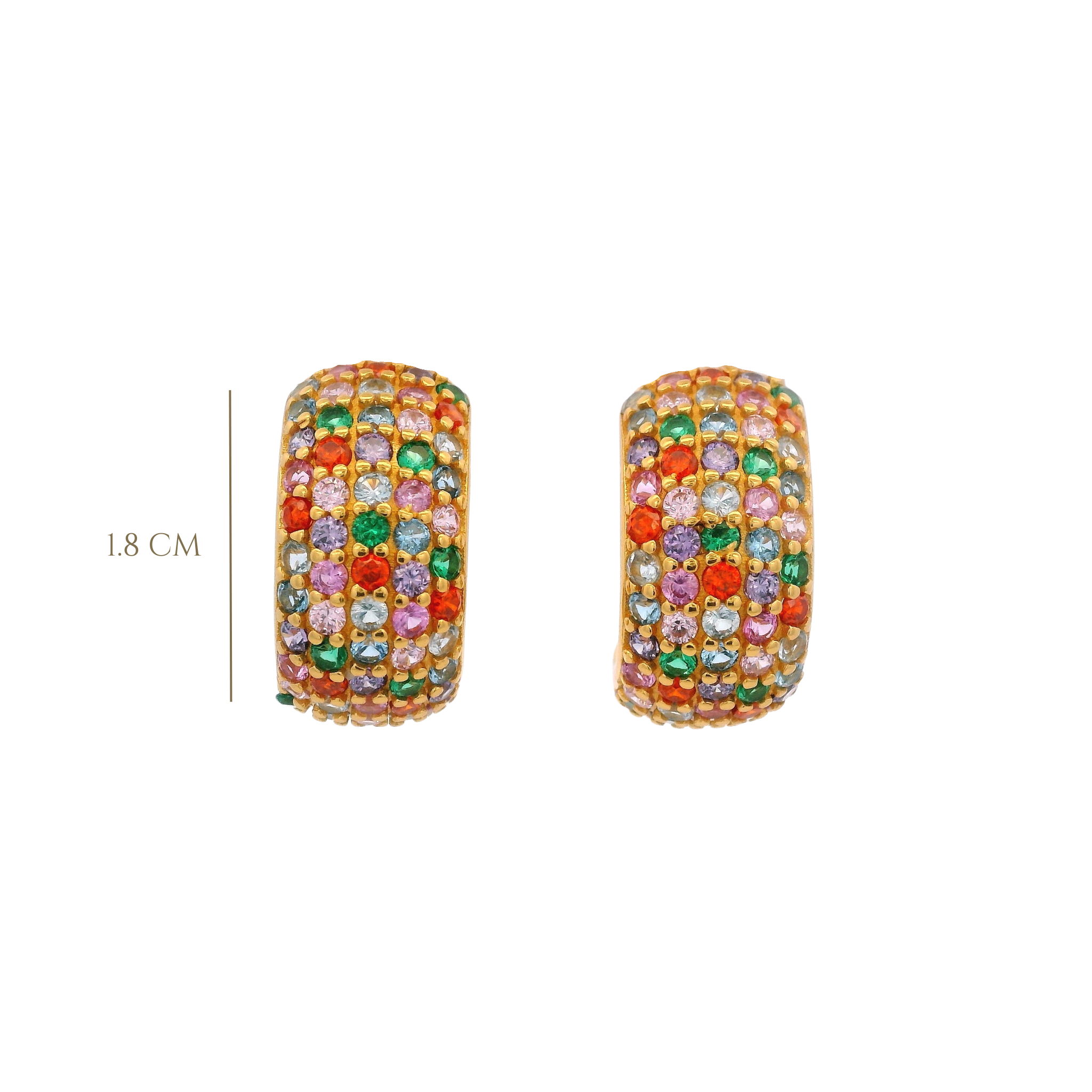 925YG BAGUETTE HOOPS MULTICOLOR CZ