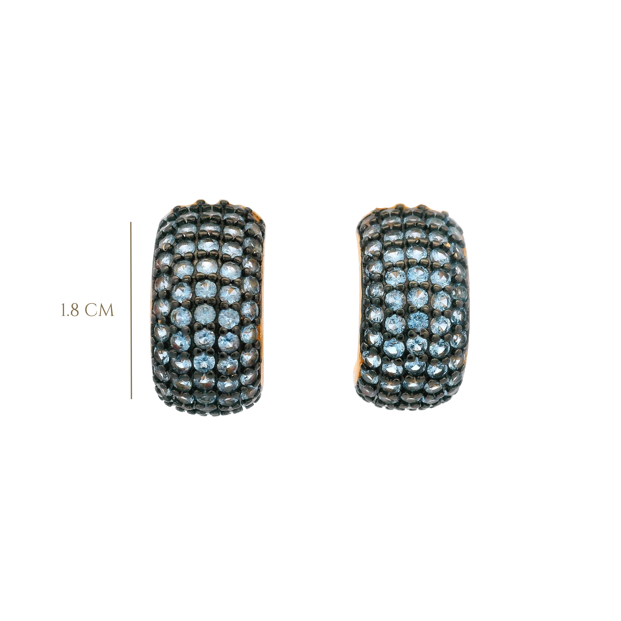 925YG BAGUETTE HOOPS BLUE CZ