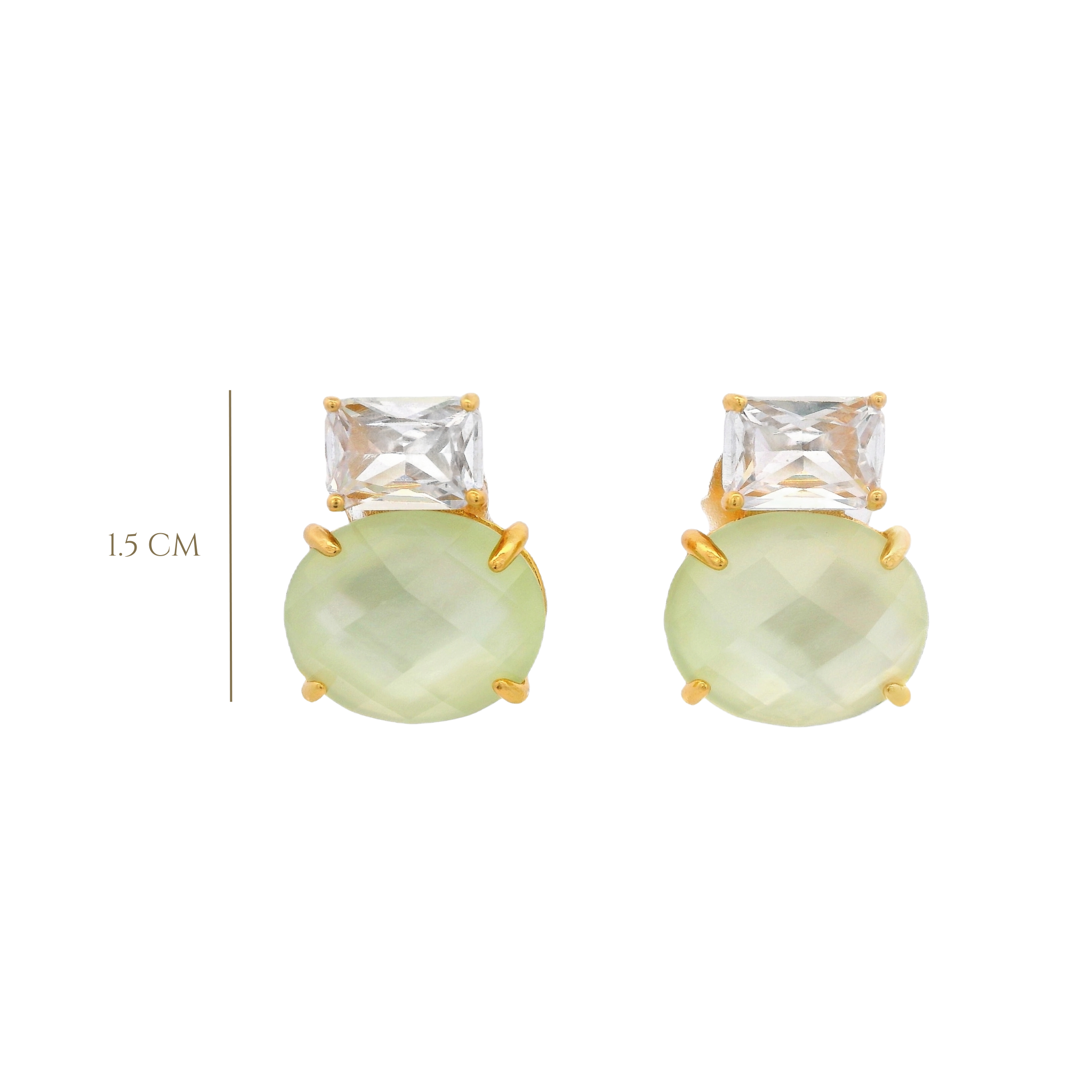 925YG SQUARE AND ROUND EARRINGS CZ SKY BLUE