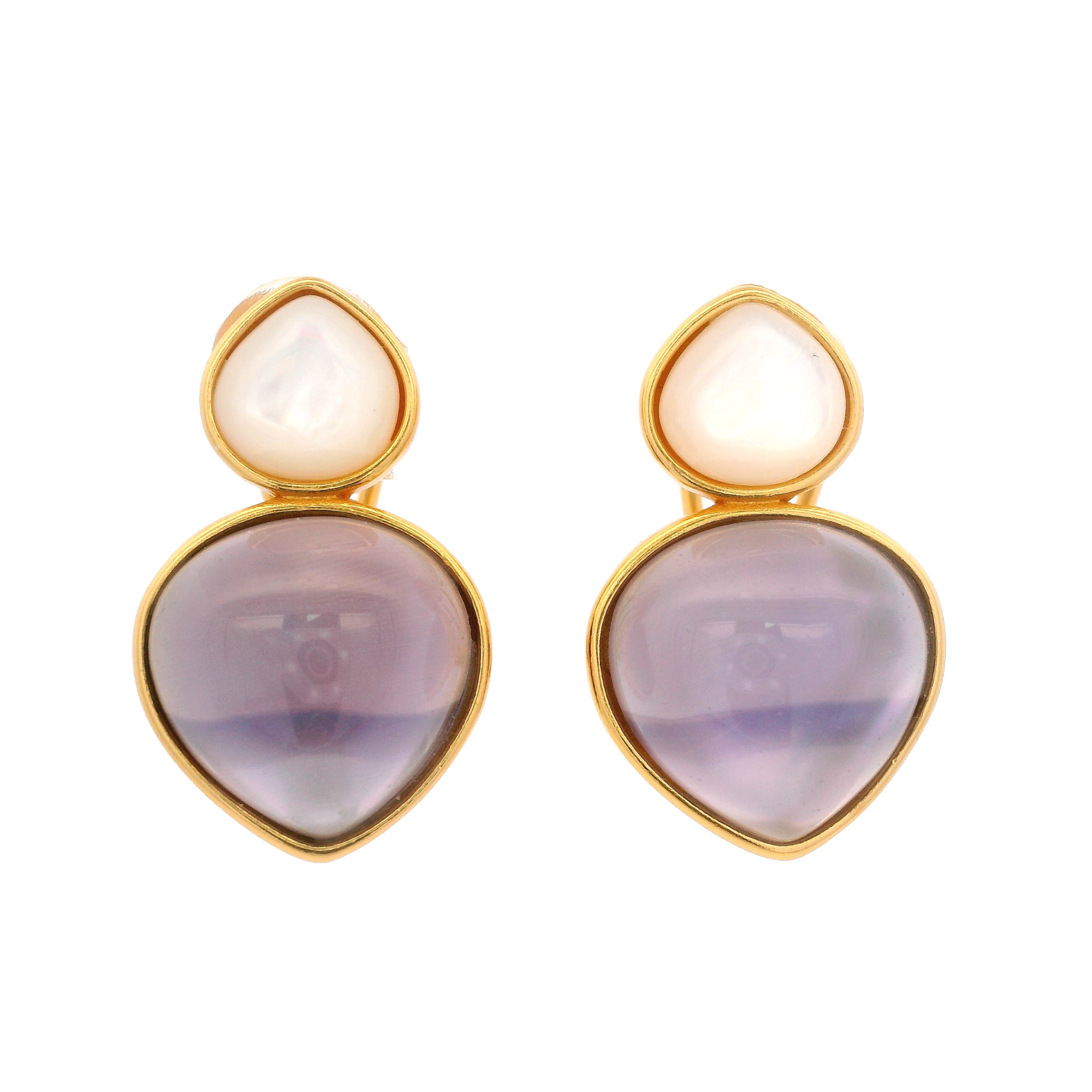 925YG DOUBLE BRIOLETTE EARRINGS PURPLE MOP
