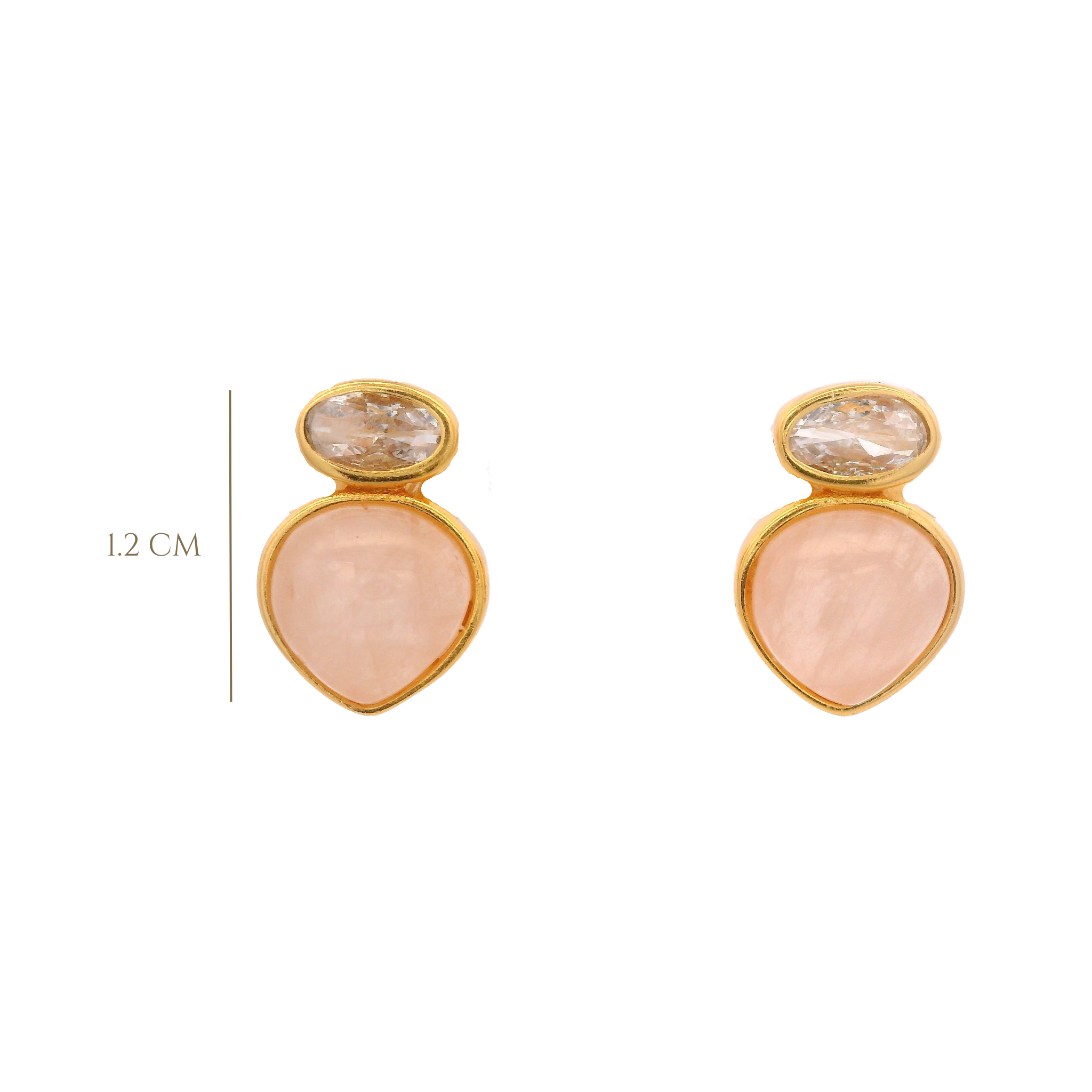 925YG DOUBLE BRIOLETTE EARRINGS ROSE QUARTZ & CZ