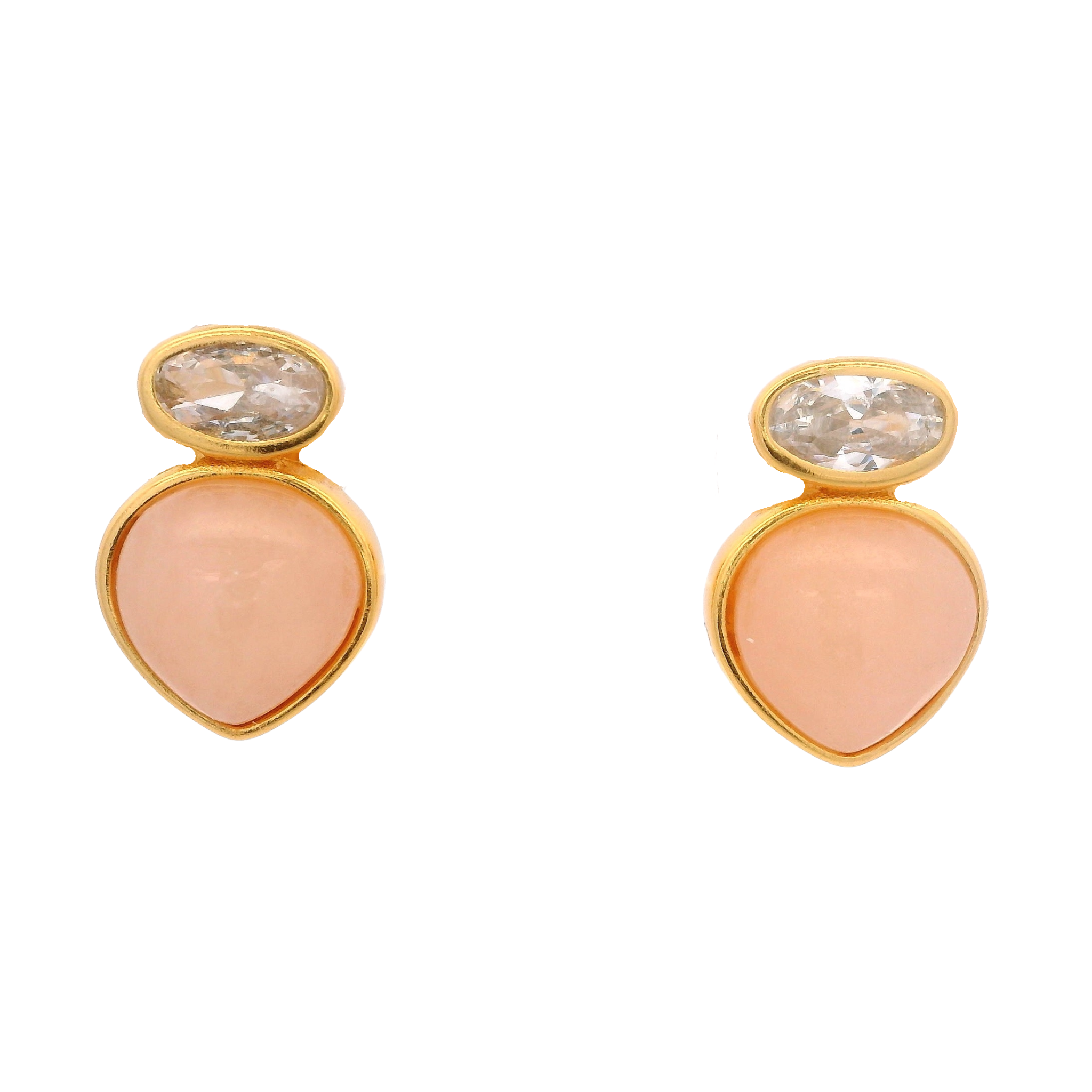 925YG DOUBLE BRIOLETTE EARRINGS PINK AVENTURINE & CZ