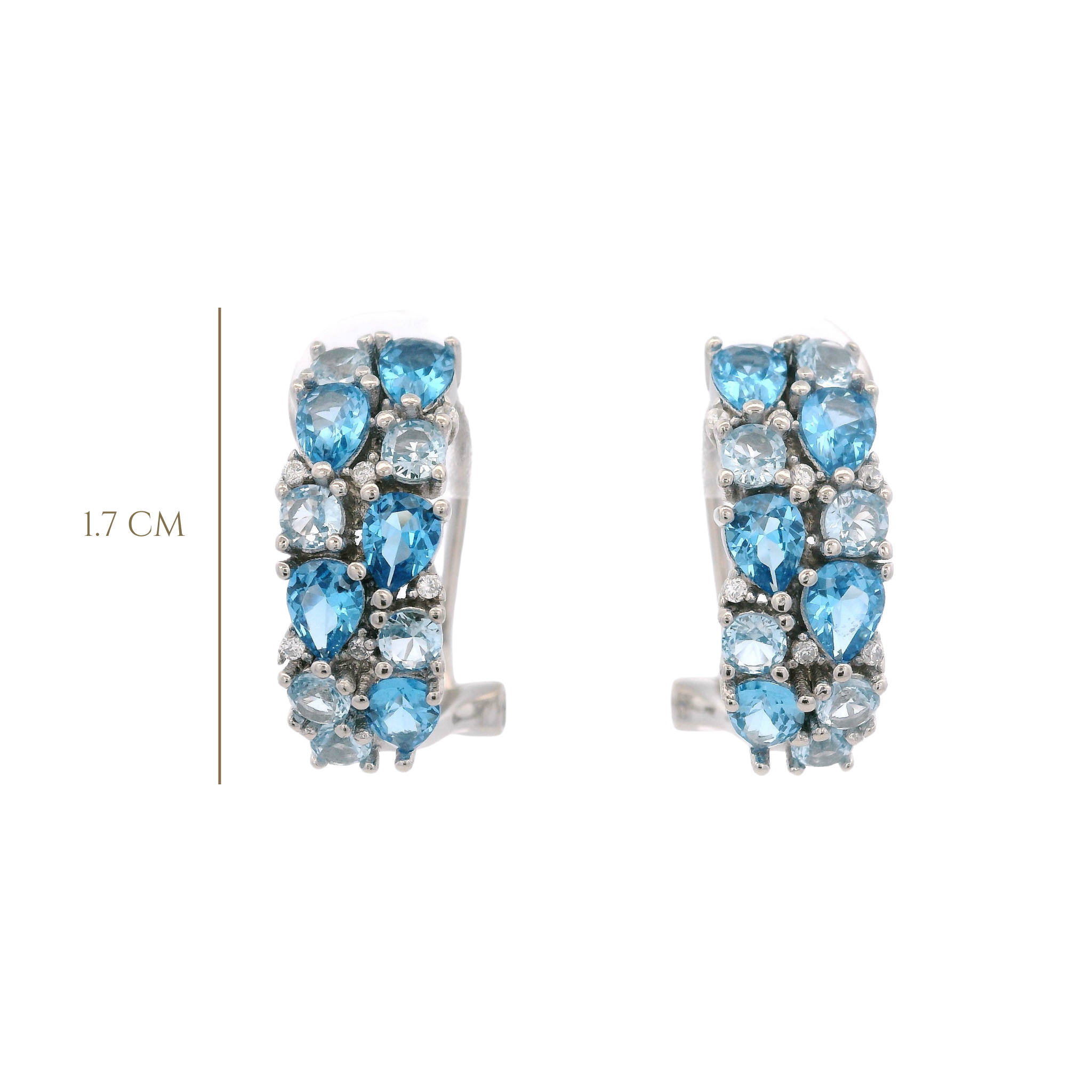 925SL CLUSTER HOOPS BLUE CZ