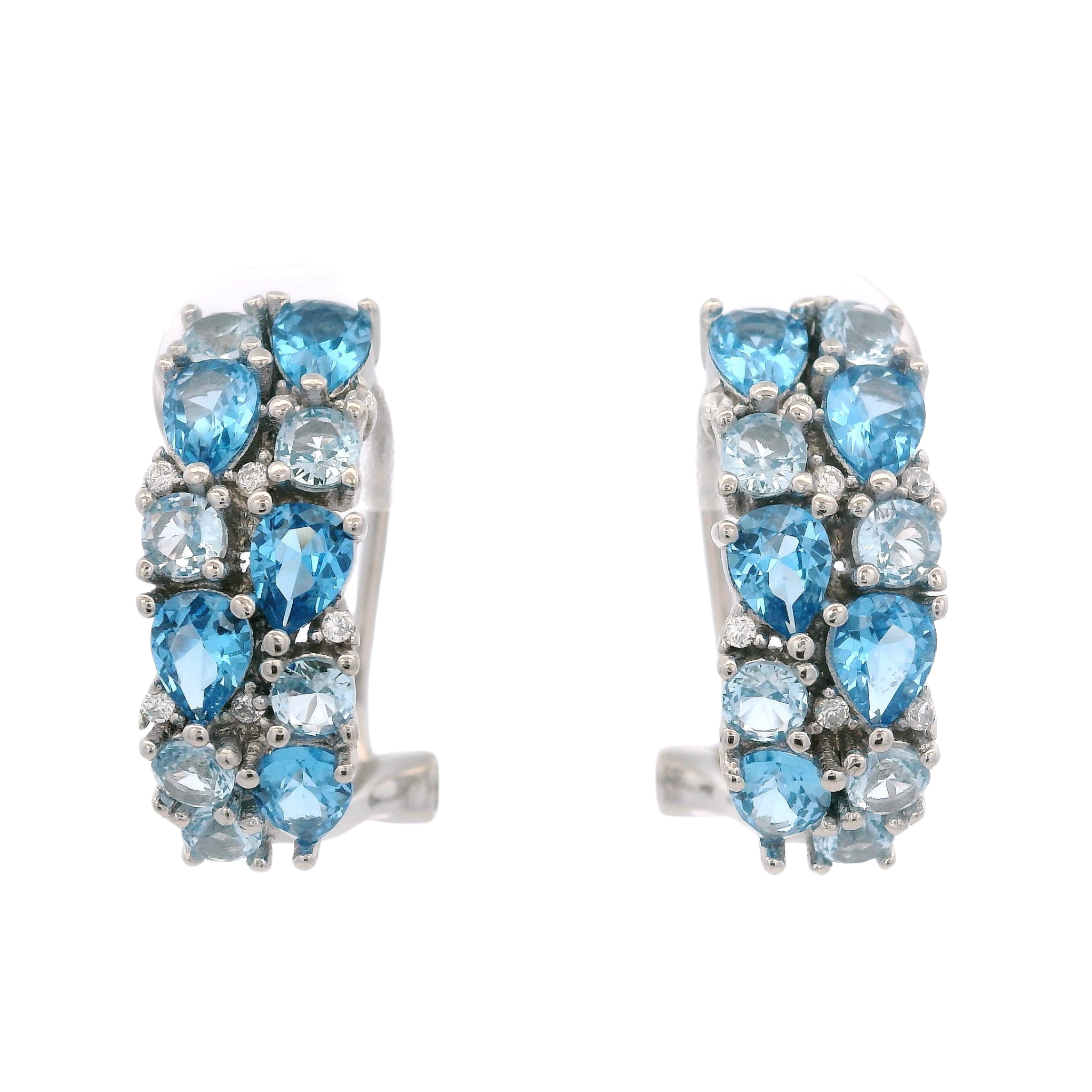 925SL CLUSTER HOOPS BLUE CZ