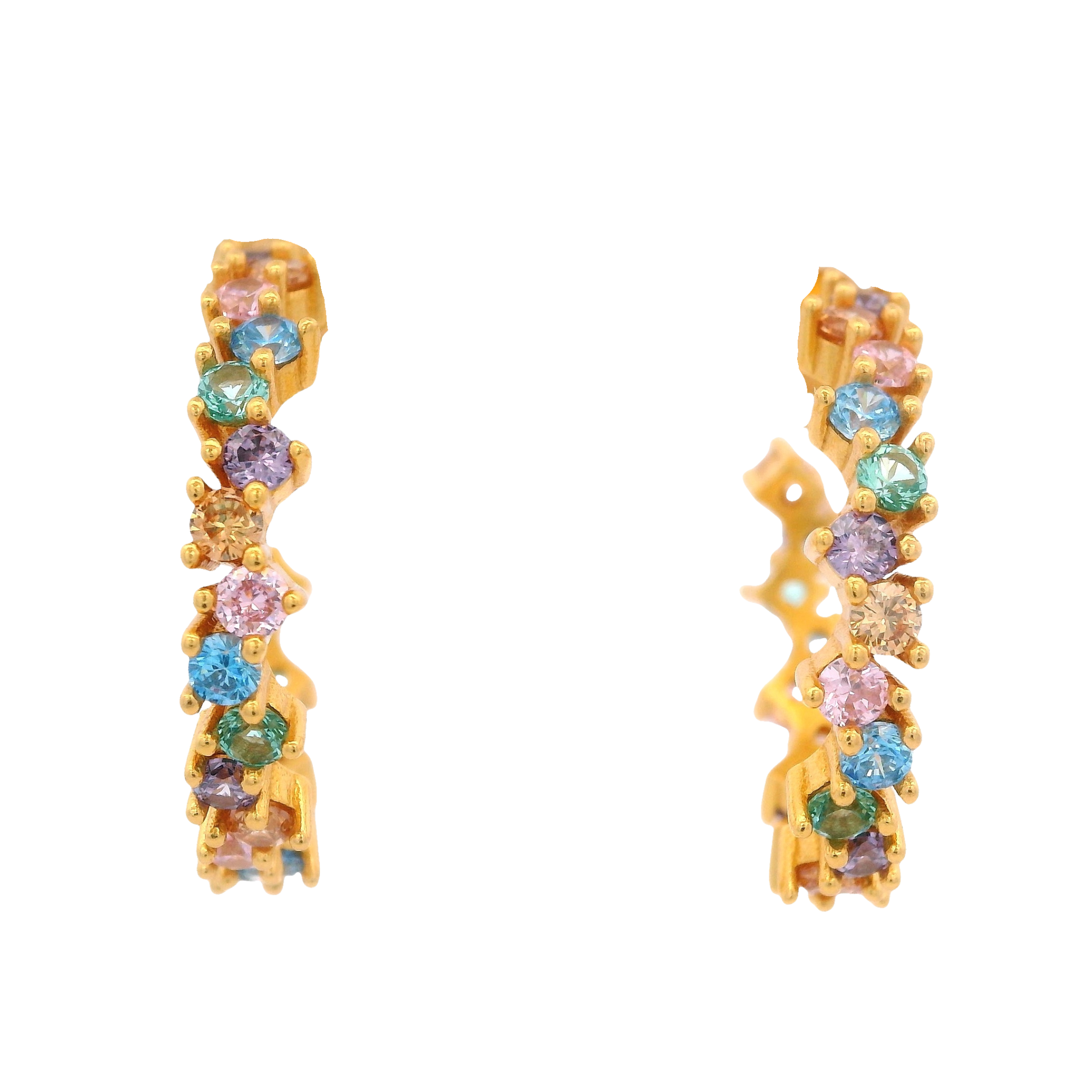 925YG SEMI INFINITY HOOPS MULTICOLOR CZ