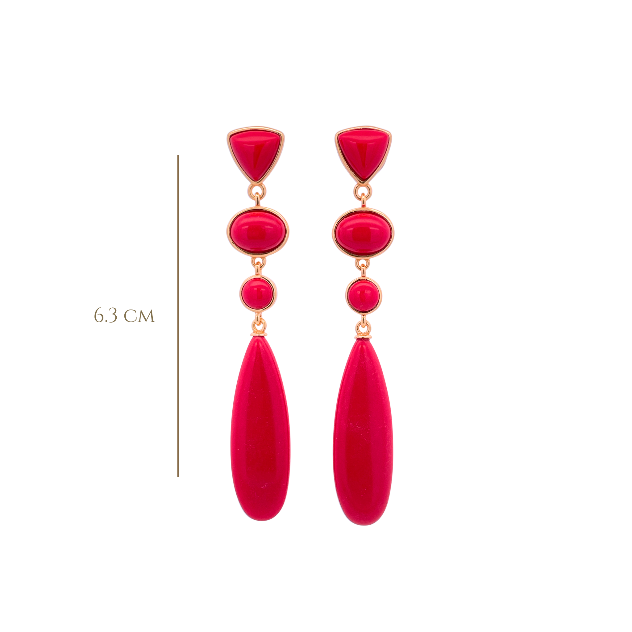 925YG DROP FOUR SHAPE EARRINGS QUARTZ RED