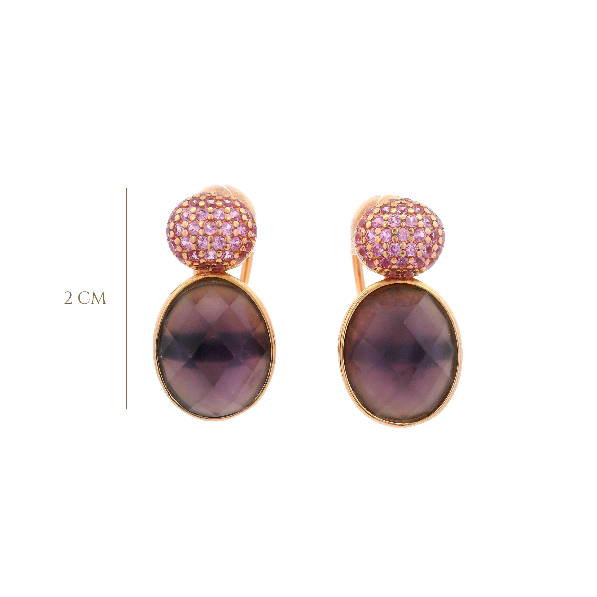 925RG DOUBLE ROUND EARRINGS AMETHYST & CZ PURPLE