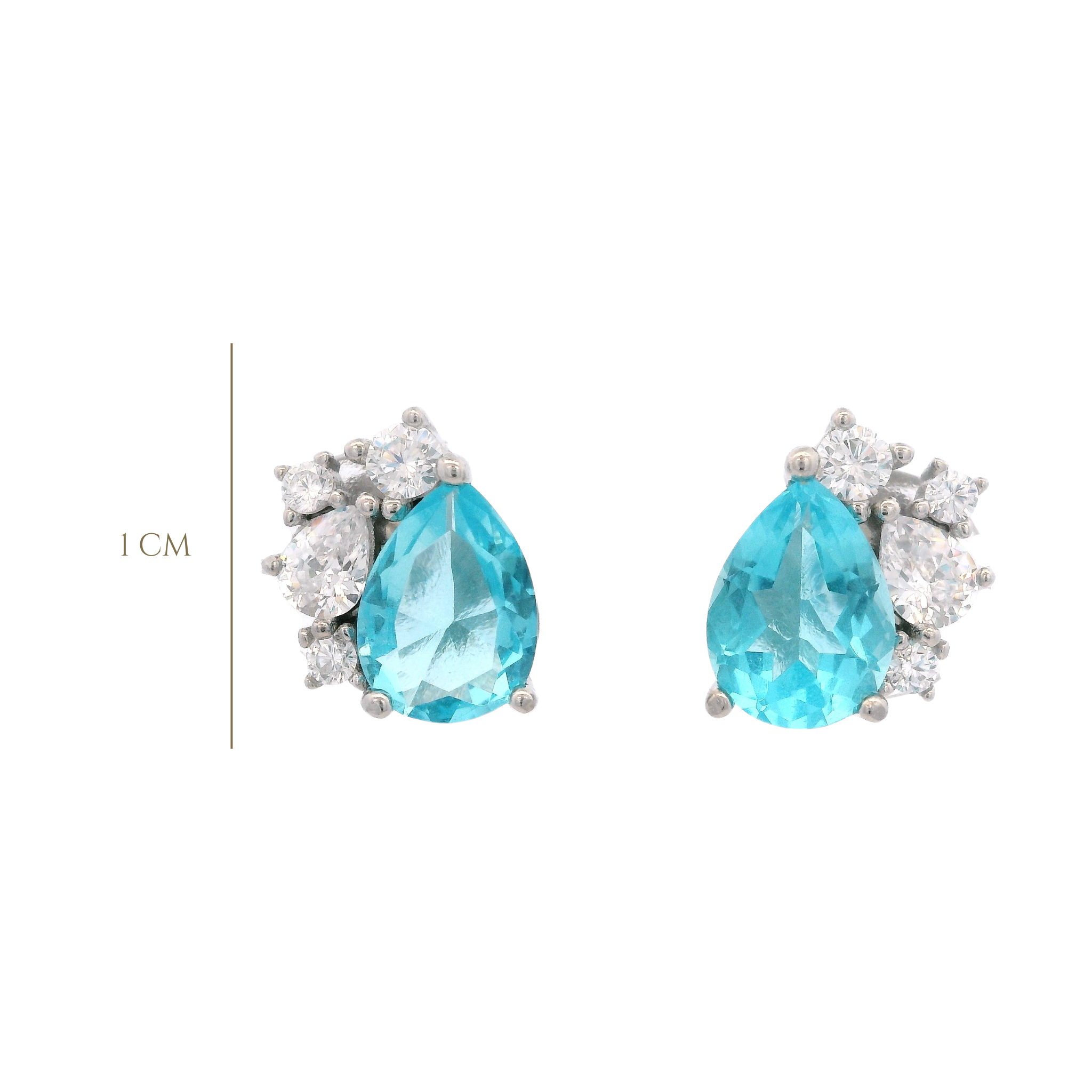 925SL BRIOLETTE AND CLUSTER EARRINGS CZ BLUE