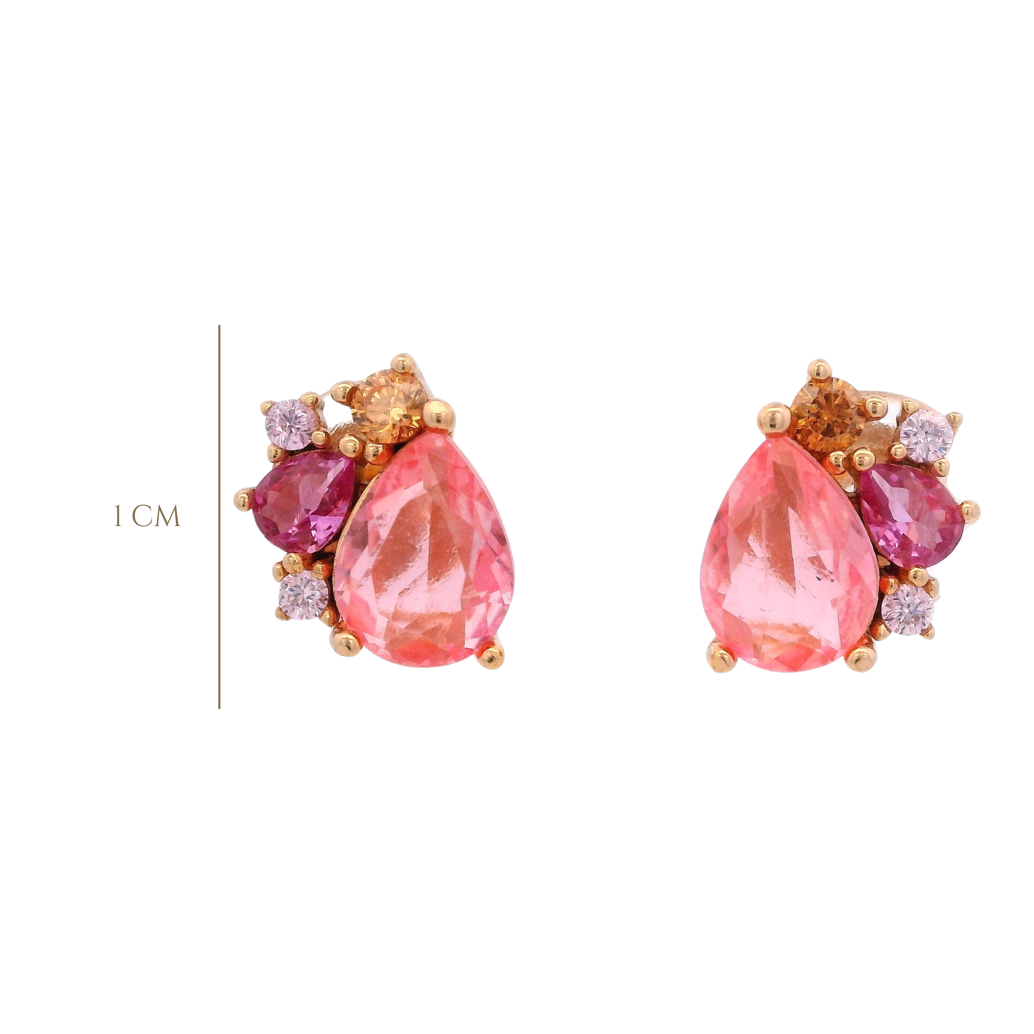 925RG BRIOLETTE AND CLUSTER EARRINGS CZ ROSE