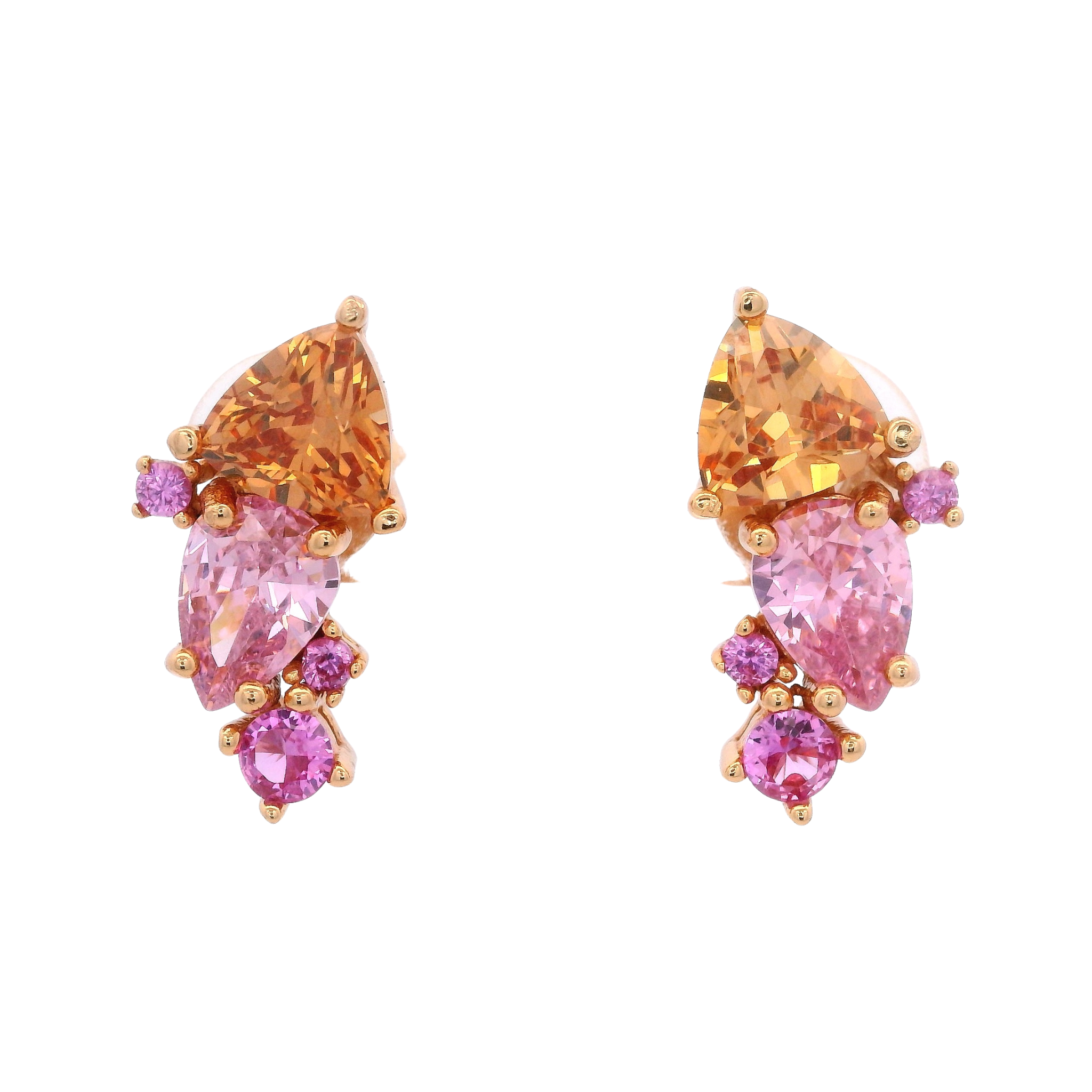 925RG CLUSTER EARRINGS CZ ROSE