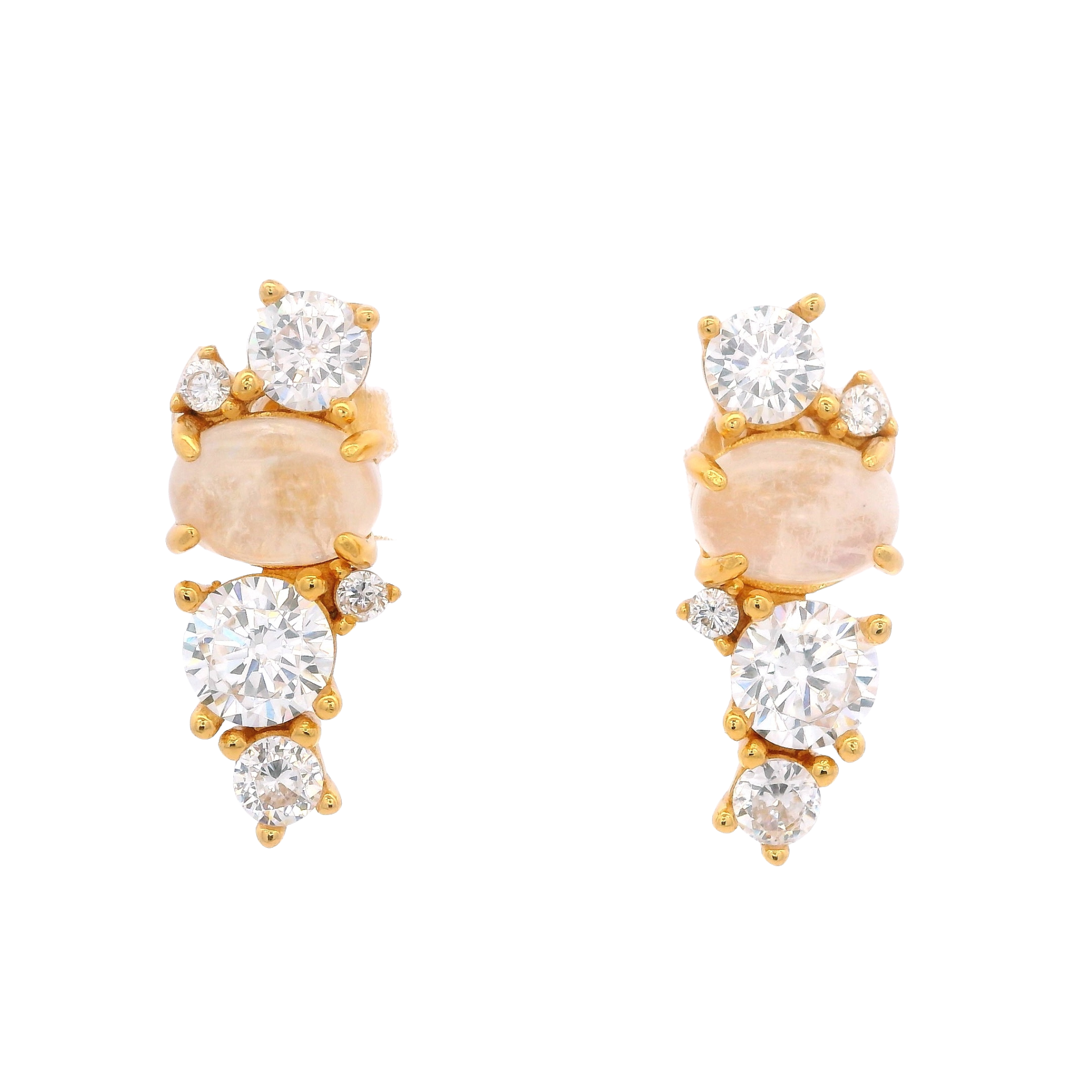 925YG CLUSTER EARRINGS QUARTZ & CZ