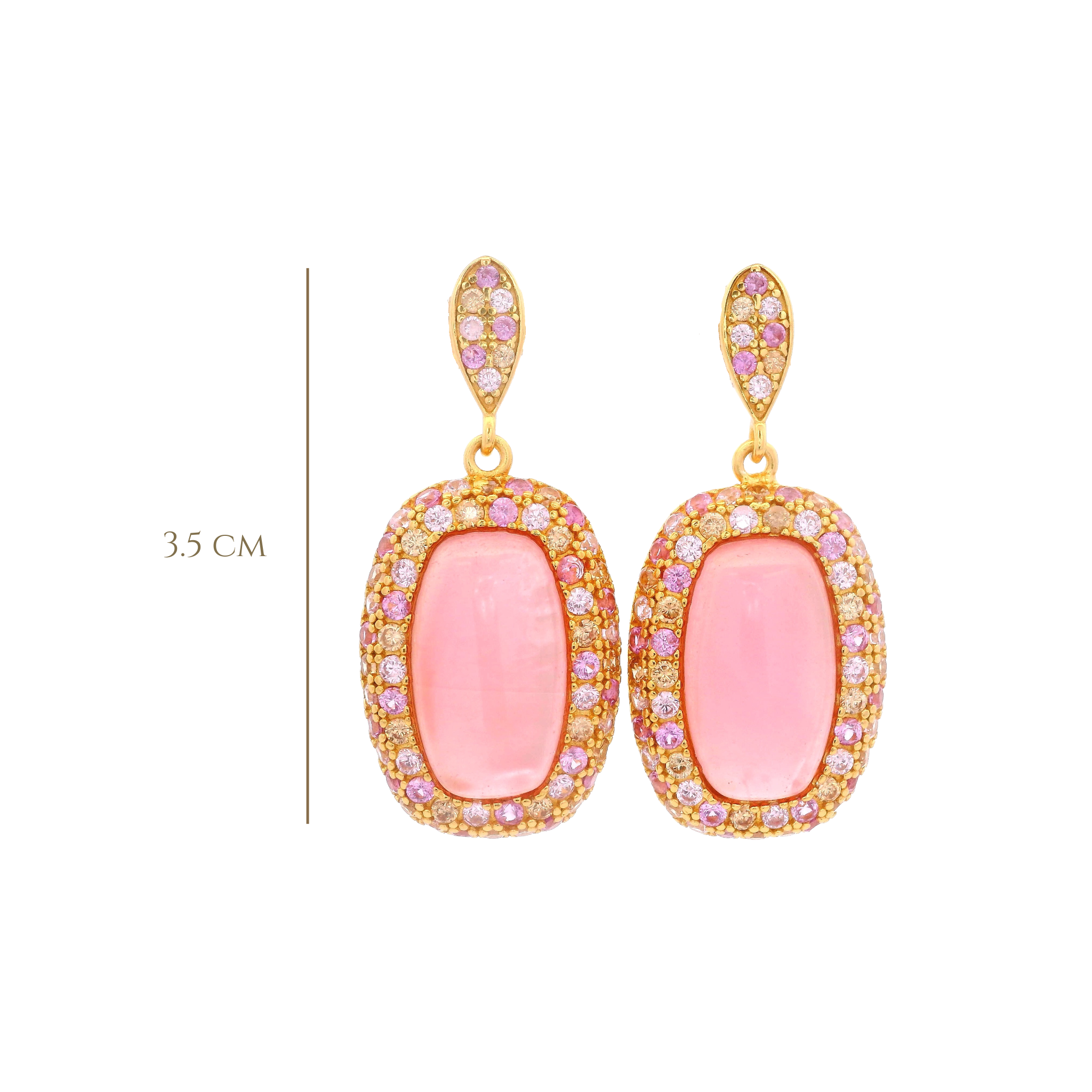 925YG HALO SQUARE EARRINGS CZ ROSE