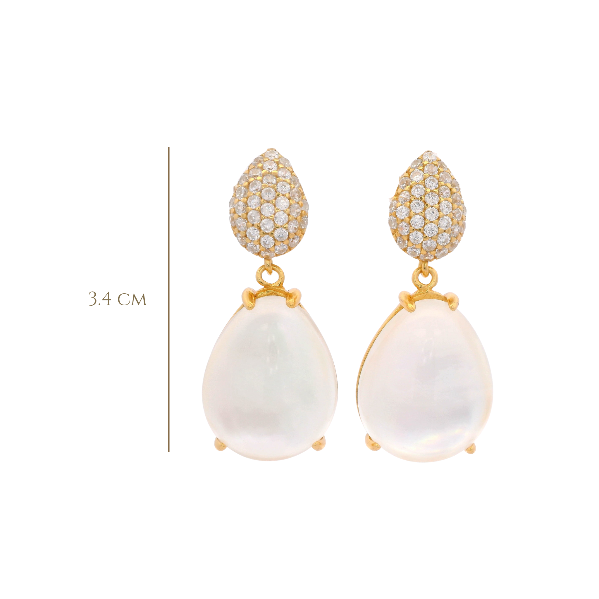 925YG DROP DOUBLE CUT PEAR EARRINGS QUARTZ & CZ