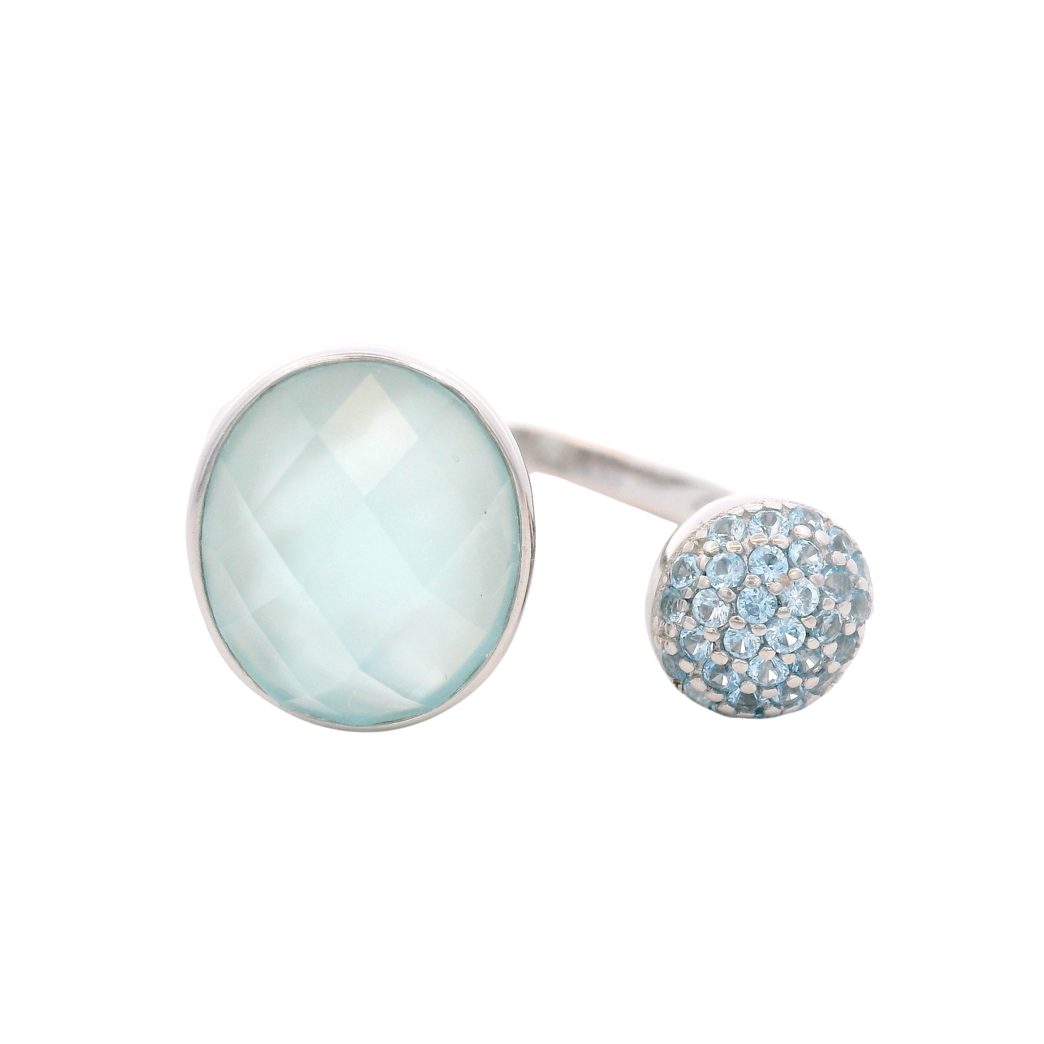 925SL DOUBLE ROUND RING MOP & CZ T8