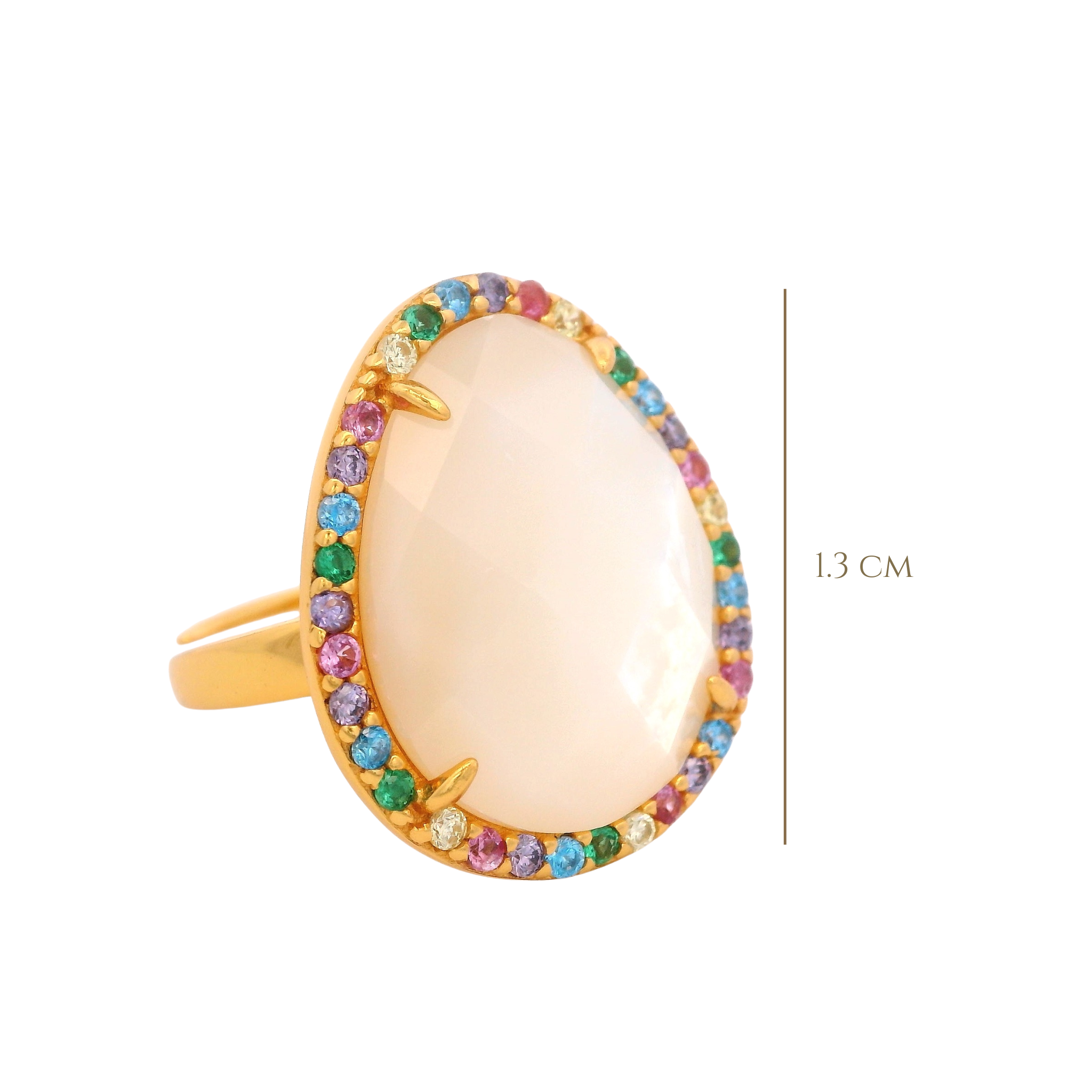 925YG HALO IRREGULAR RING MOP & CZ