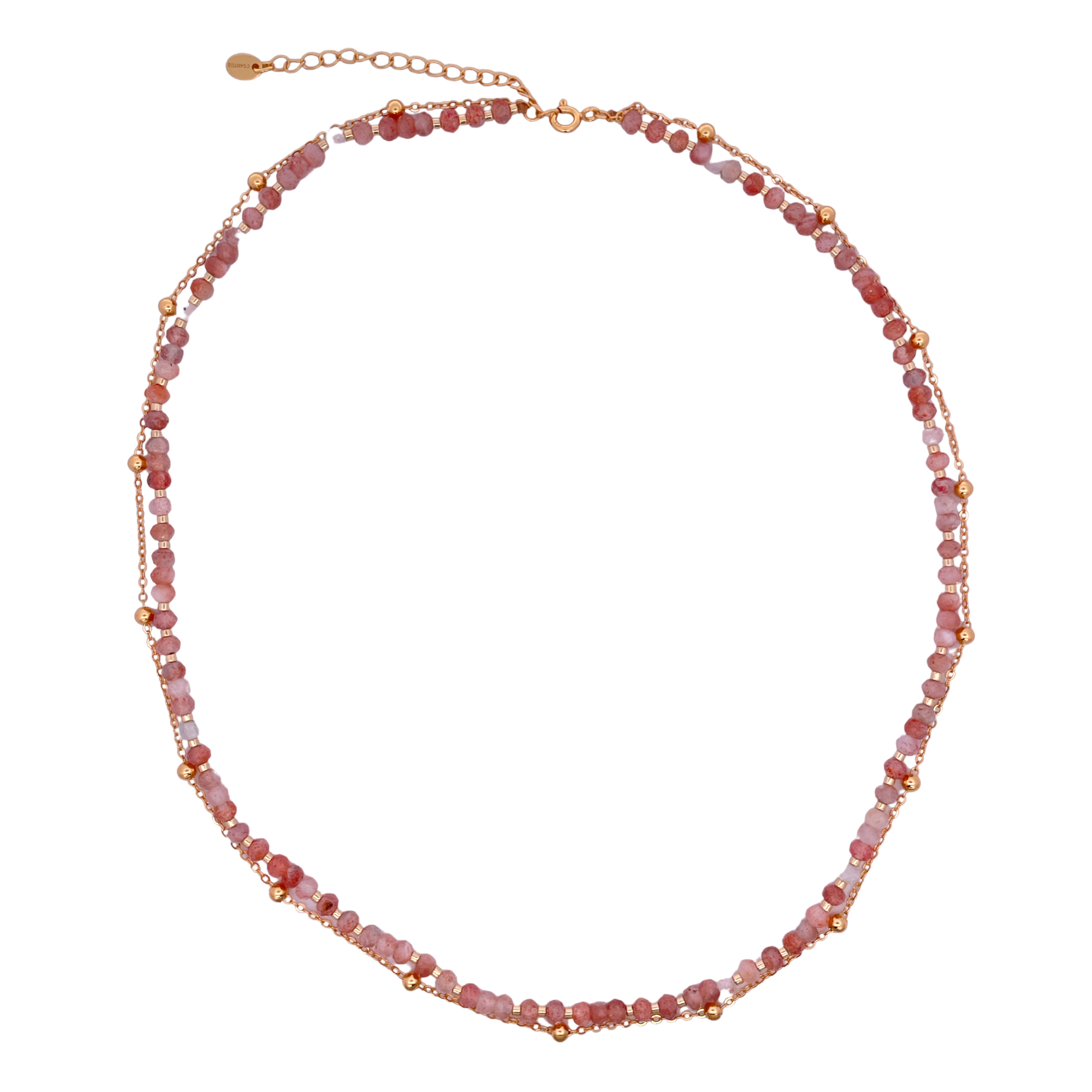 925YG DOUBLE LINE AND BEANDS NECKLACE SUSTONE