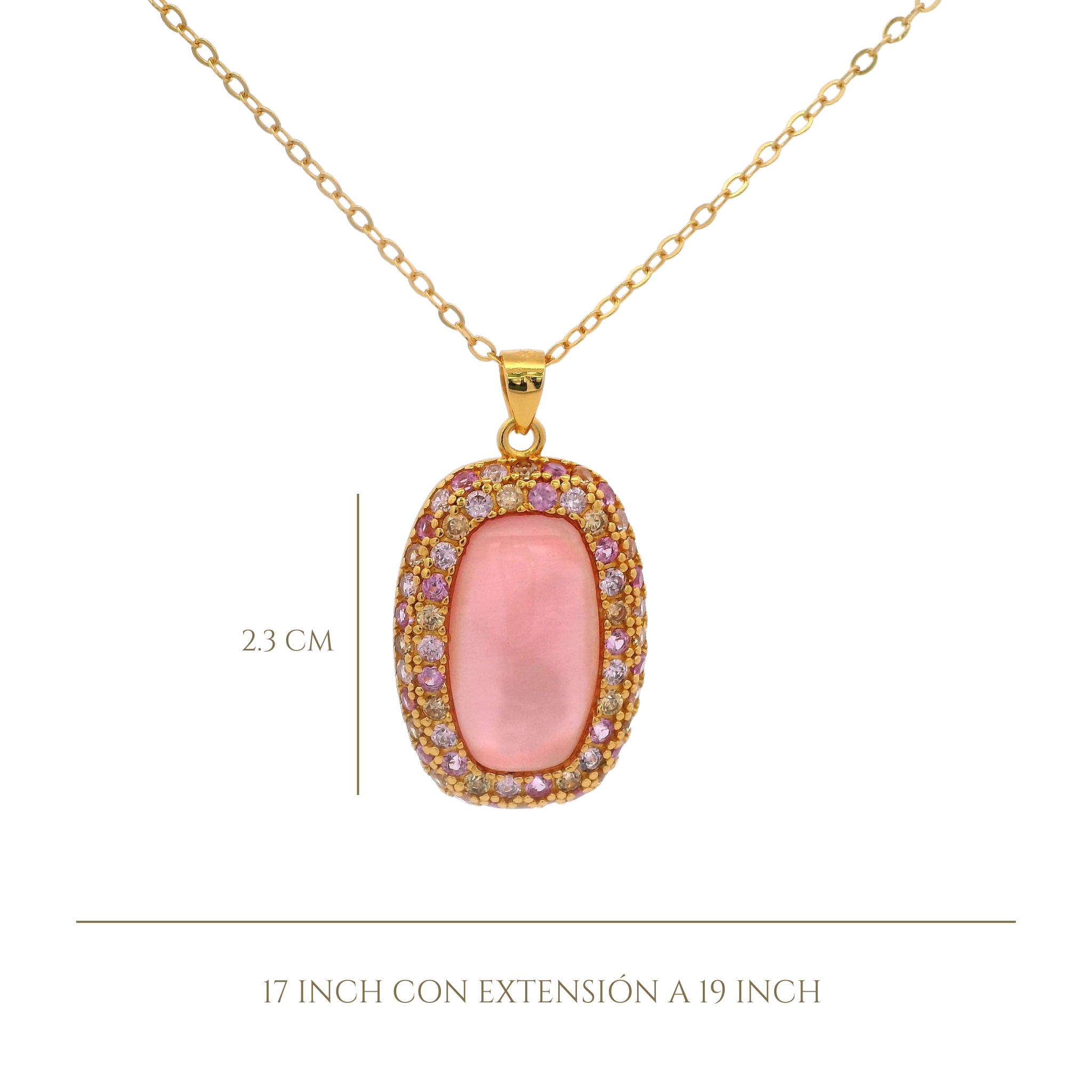925YG HALO SQUARE NECKLACE MOP & CZ