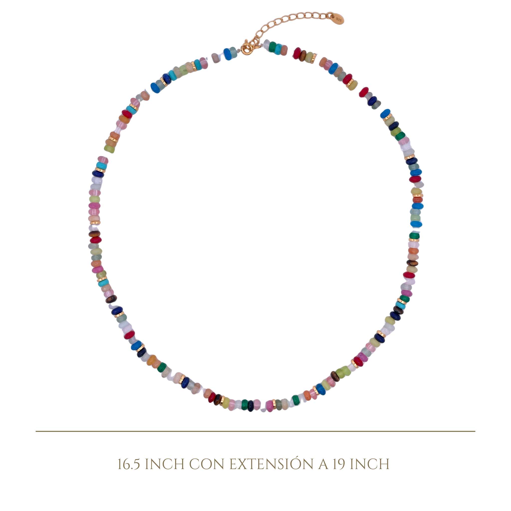 925YG BEANDS AND BALL GOLD NECKLACE MULTICOLOR QUATZ