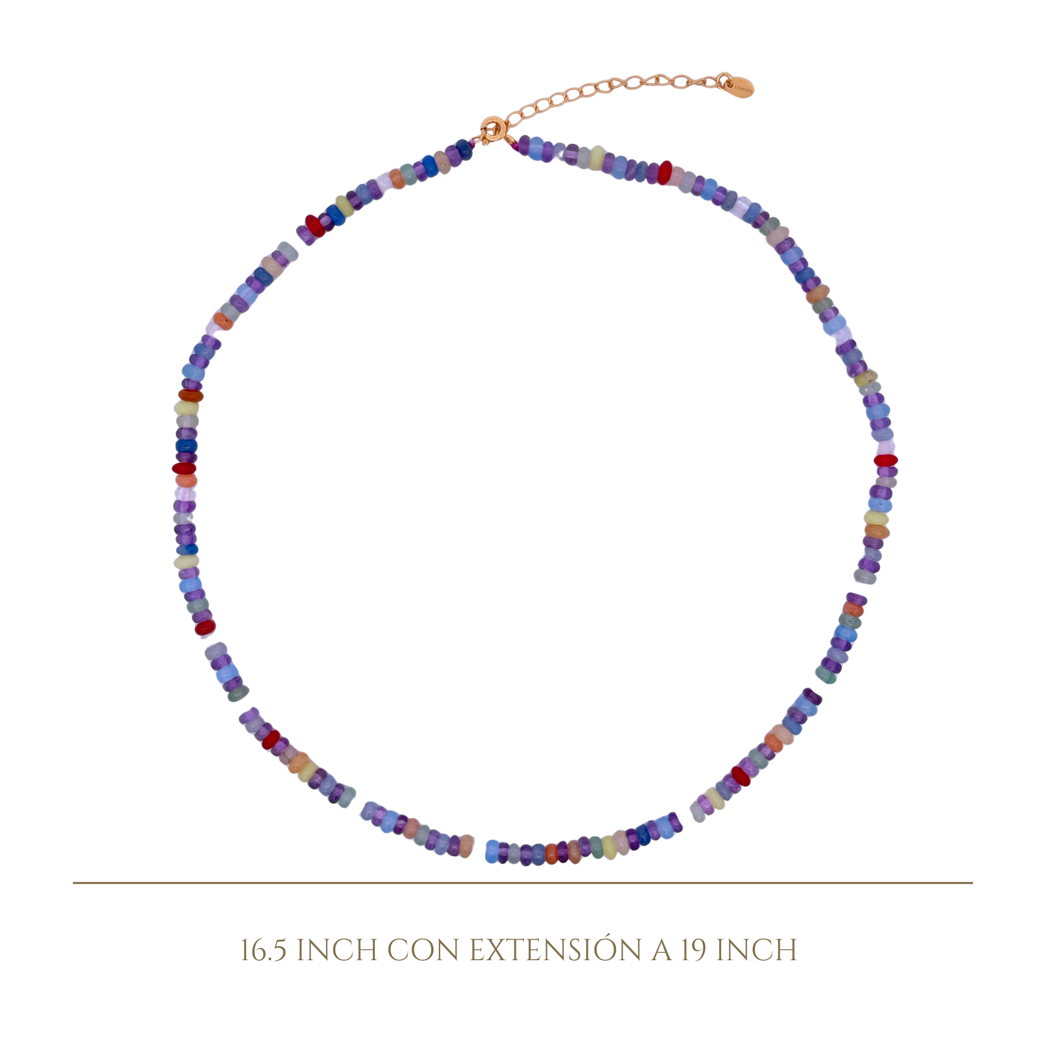 925YG BEANDS NECKLACE AMETHYST & QUARTZ MULCOLOR