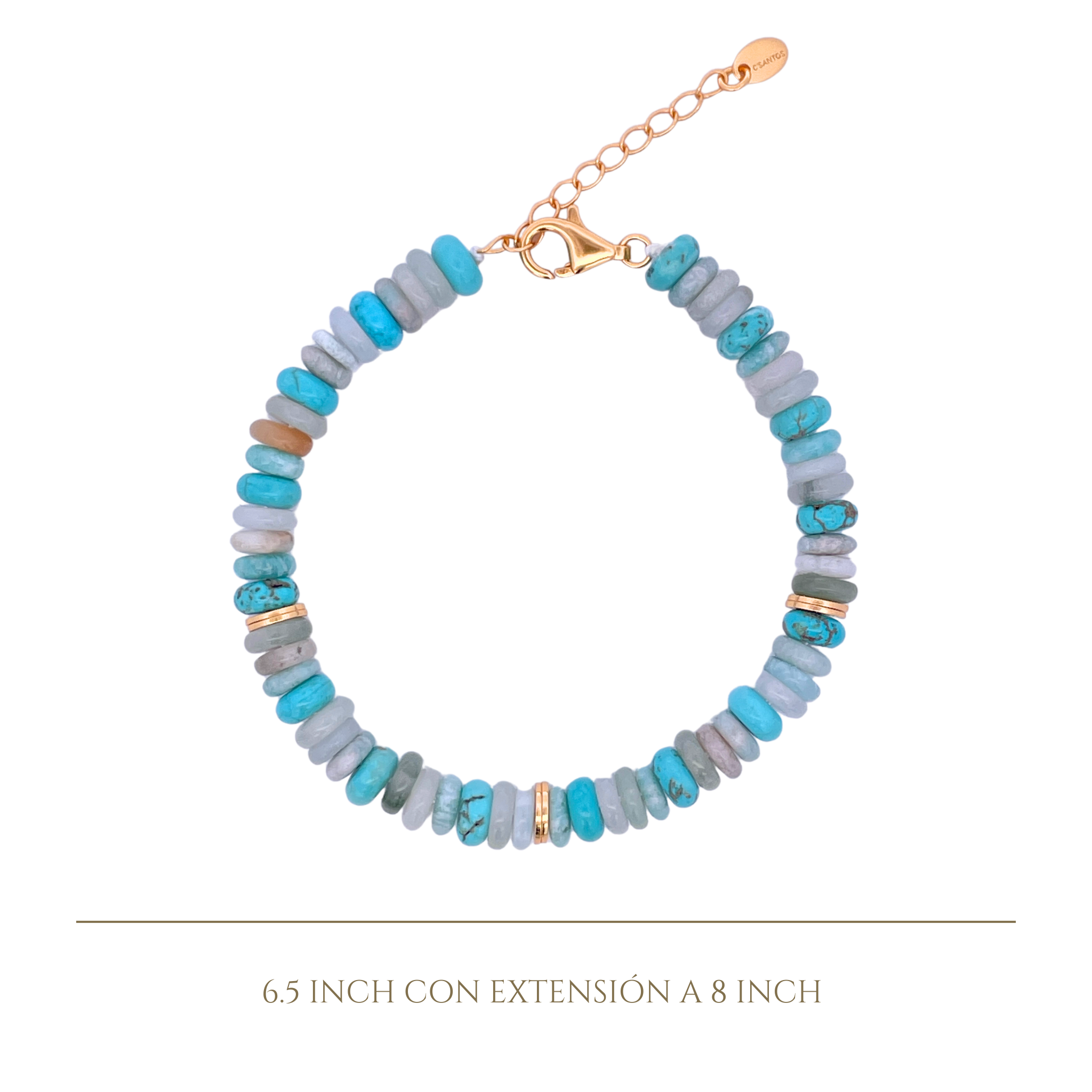 925YG BEANDS AND TRIPLE BALL GOLD BRACELET TURQUOISE