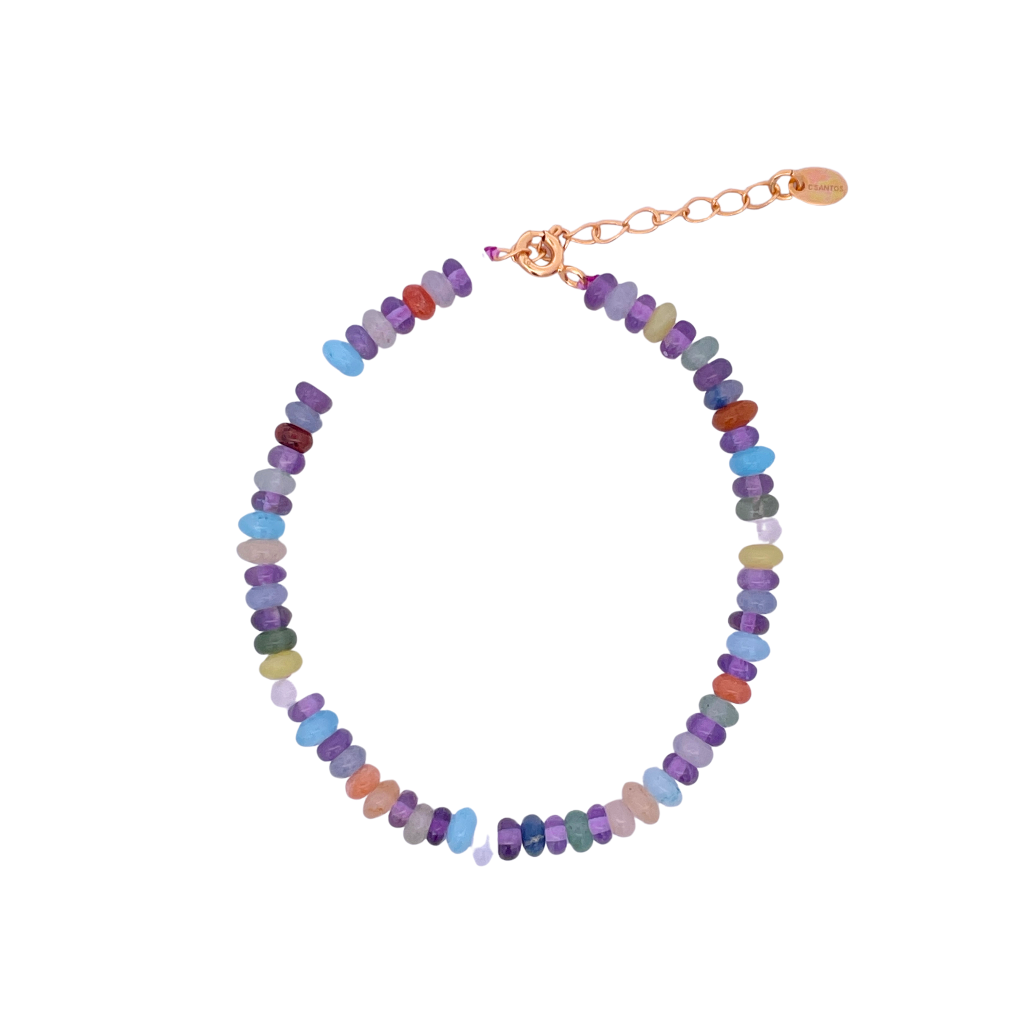 925YG BEANDS BRACELET QUARTZ MULTICOLOR