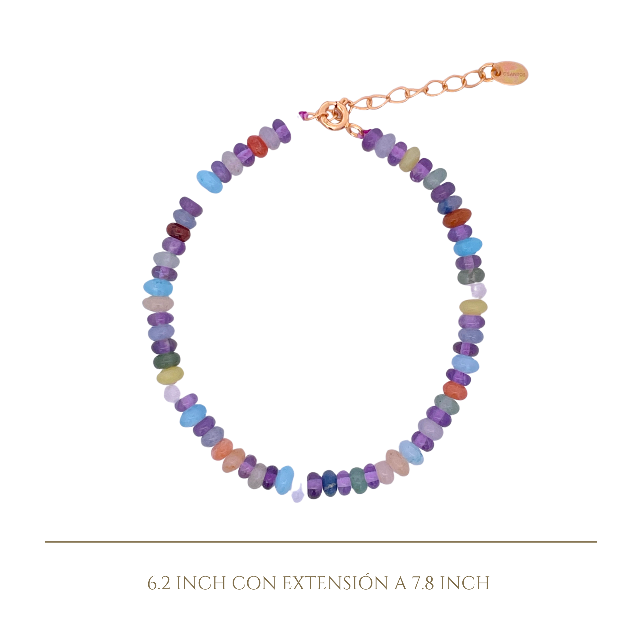 925YG BEANDS BRACELET QUARTZ MULTICOLOR