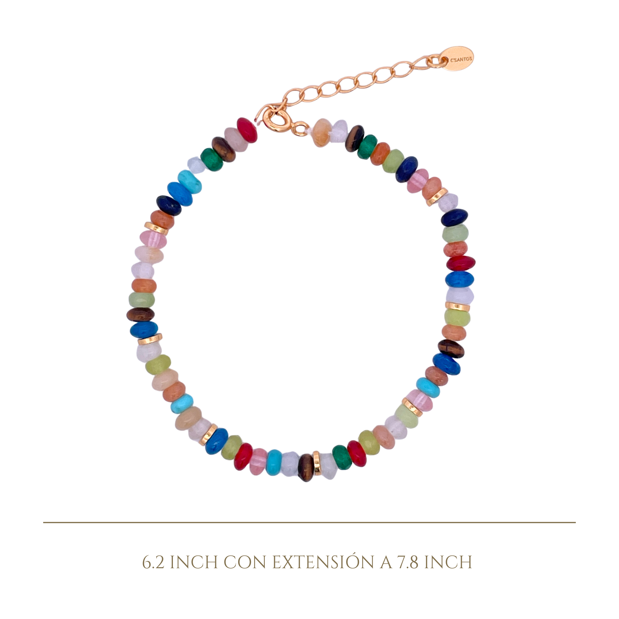 925YG BEANDS AND BALL GOLD BRACELET MULTICOLOR QUATZ