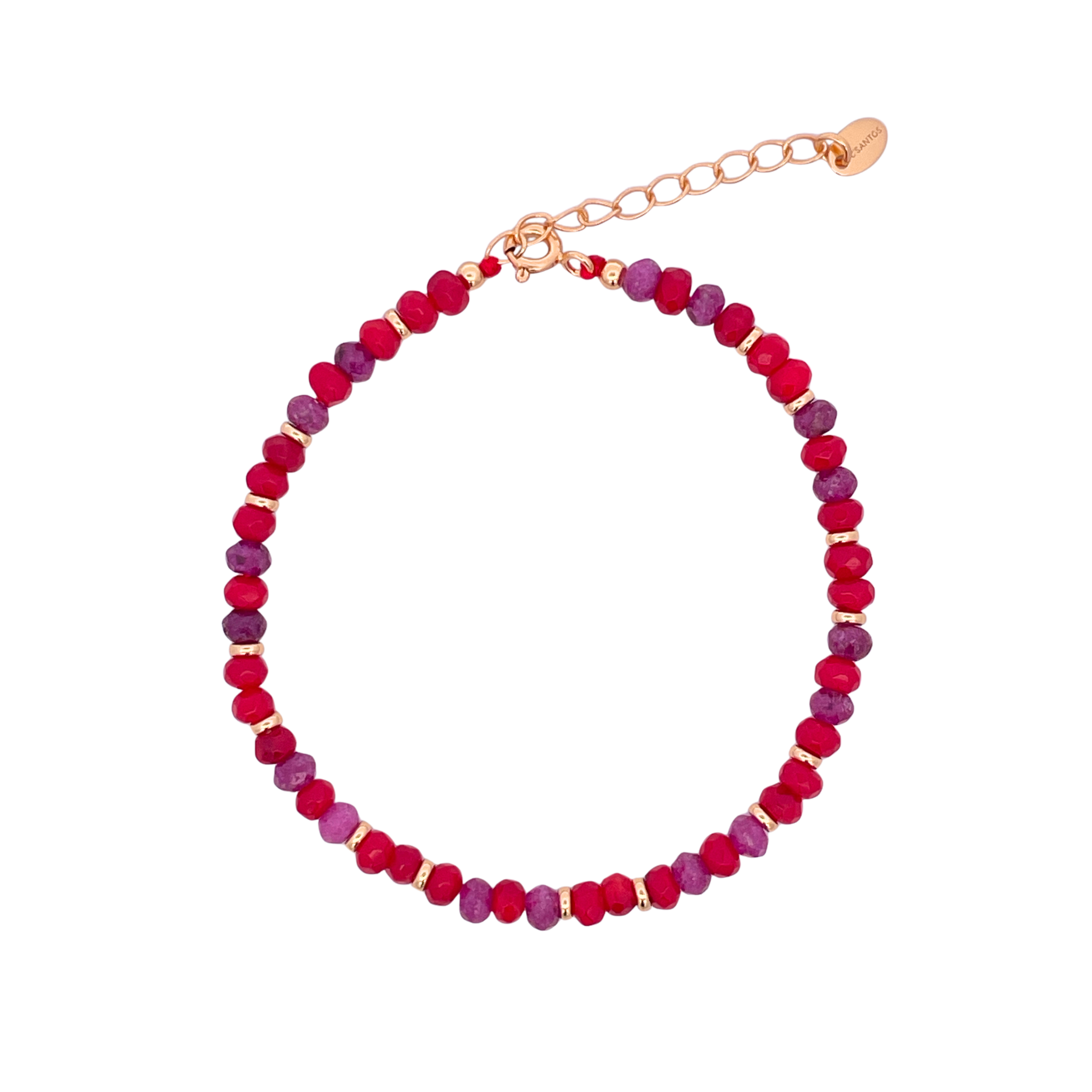 925YG BEANDS AND BALL GOLD BRACELET CORAL & IOLITE
