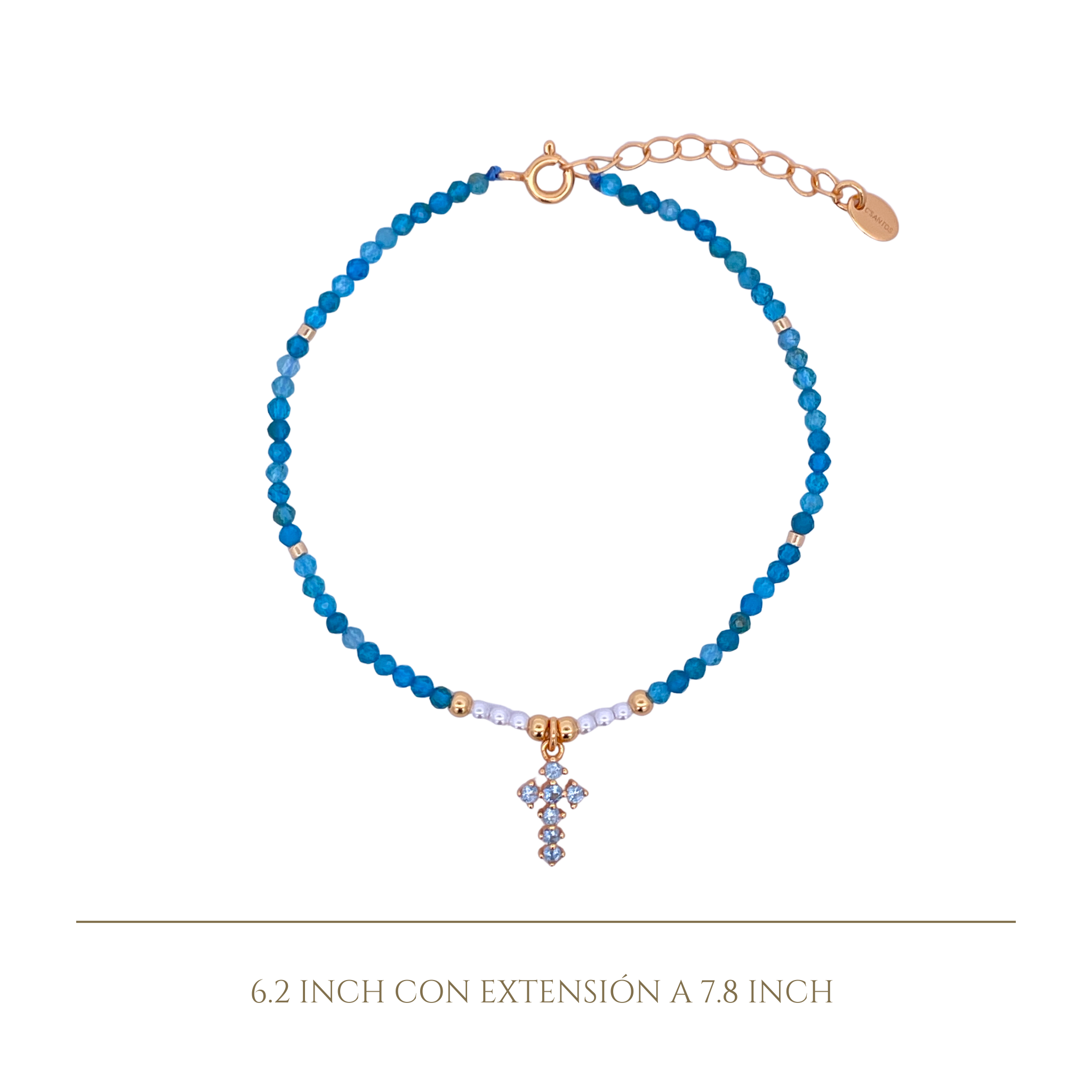 925YG BEANDS WITH BALL GOLD BRACELET TOURMALINE BLUE