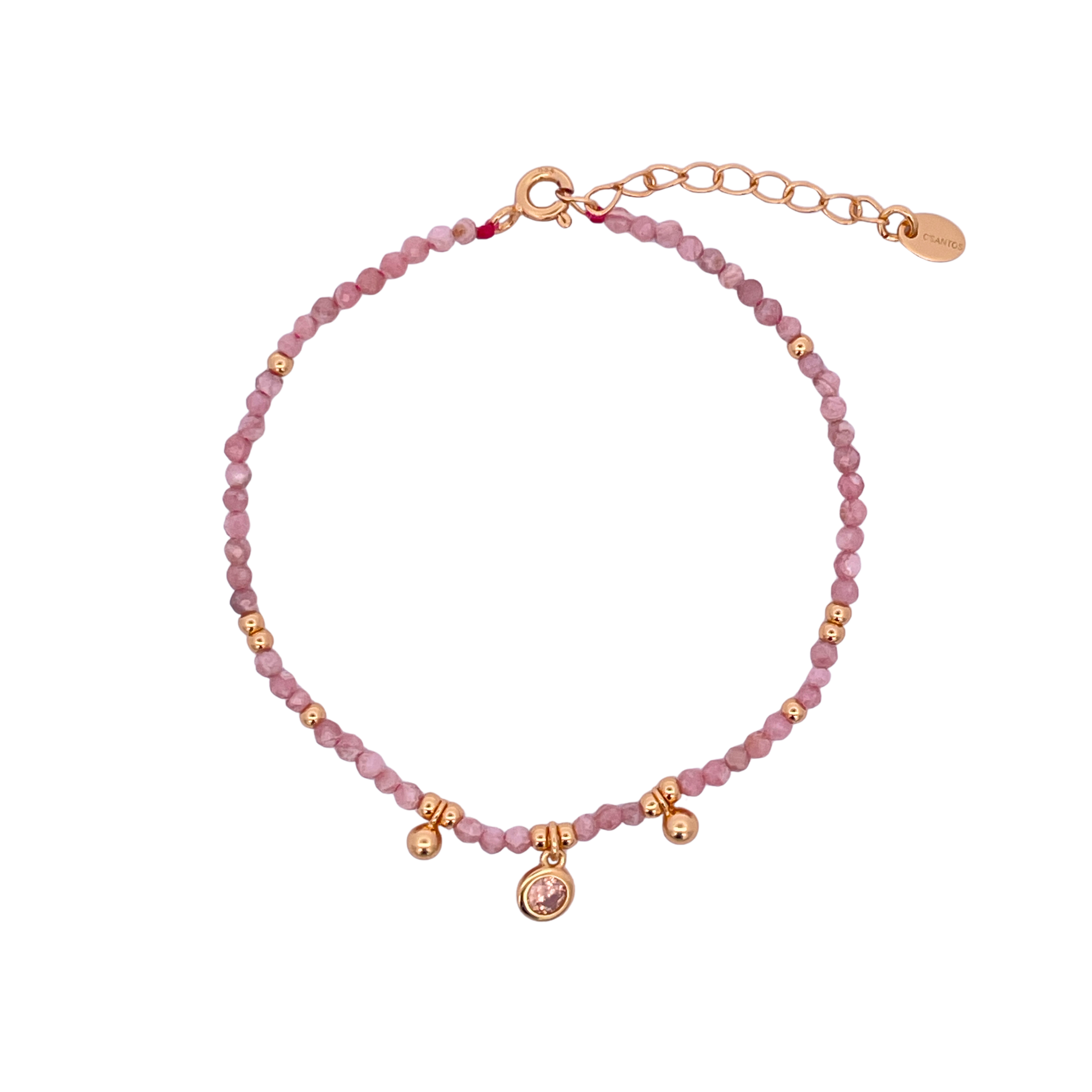 925YG BEANDS WITH BEZEL BRACELET RHODOCHROSITE