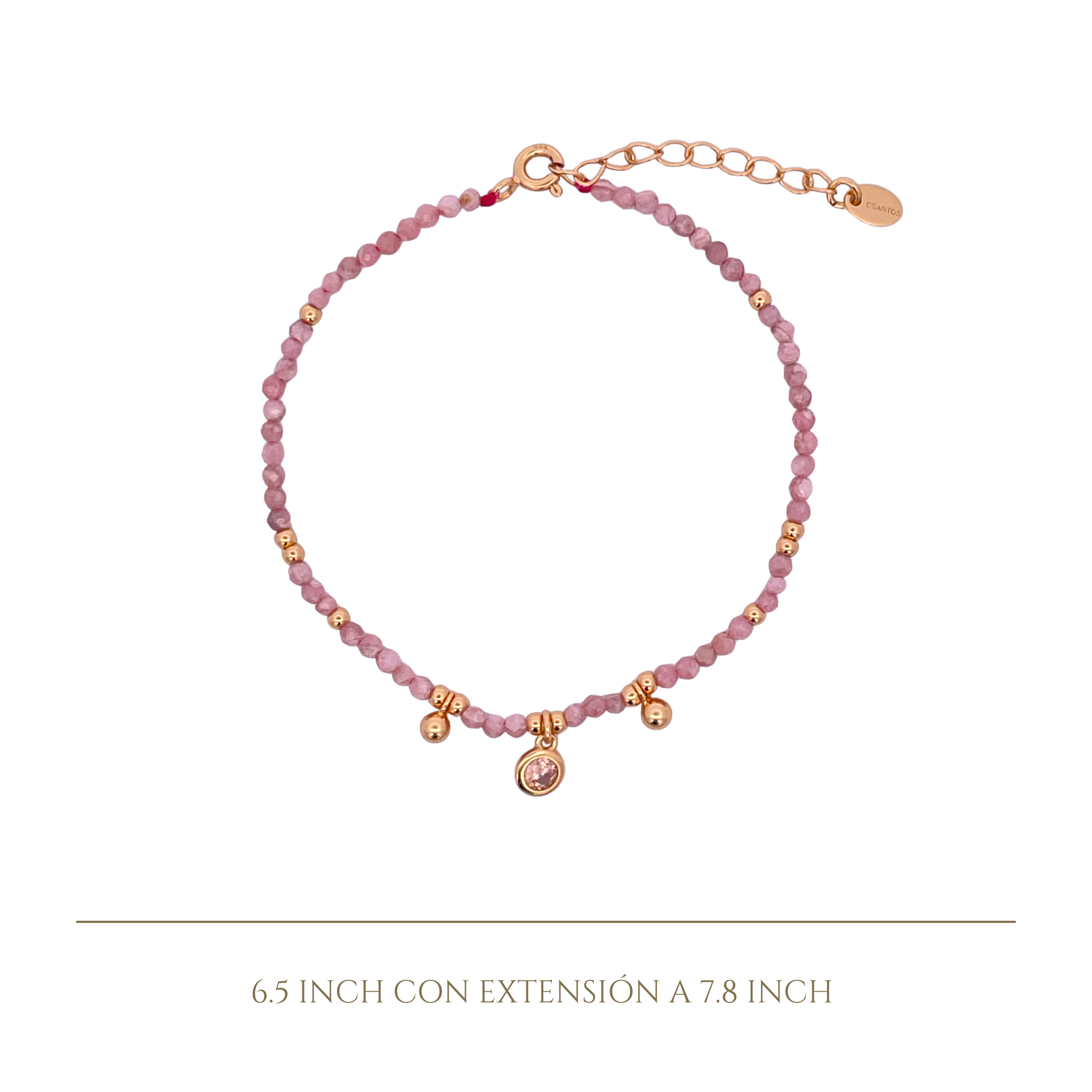 925YG BEANDS WITH BEZEL BRACELET RHODOCHROSITE