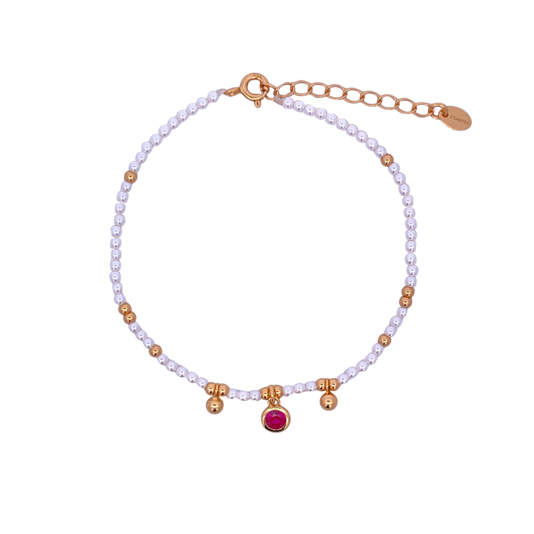 925YG BEANDS WITH BEZEL BRACELET SYN PEARL