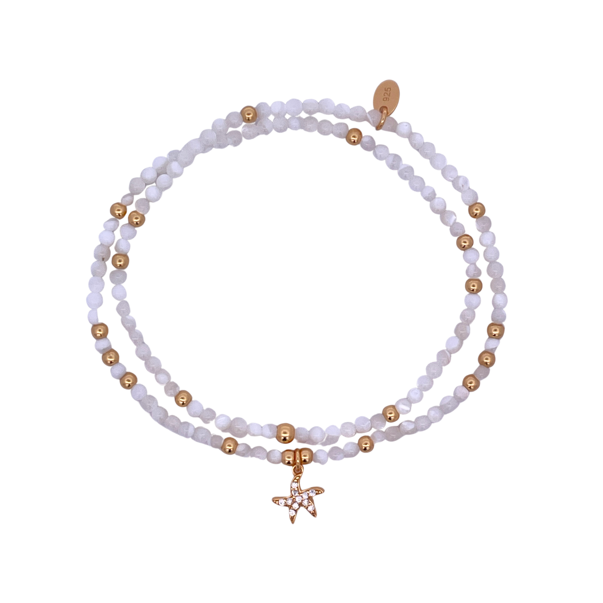 925YG BEANDS WITH STARFISH BRACELET MOP