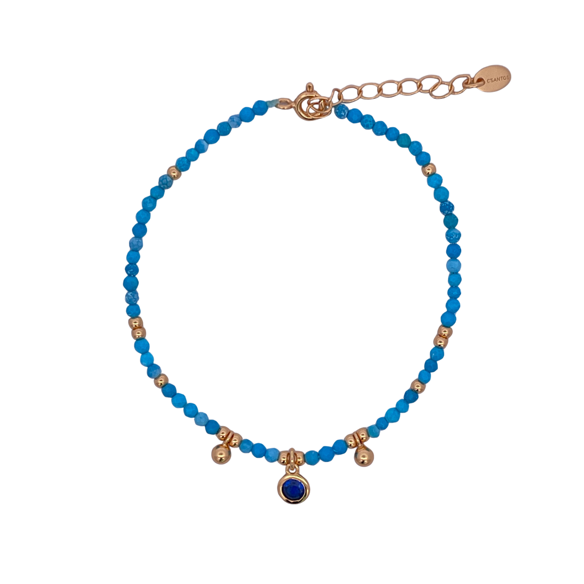 925YG BEANDS WITH BEZEL BRACELET HOWLITE TURQUOISE