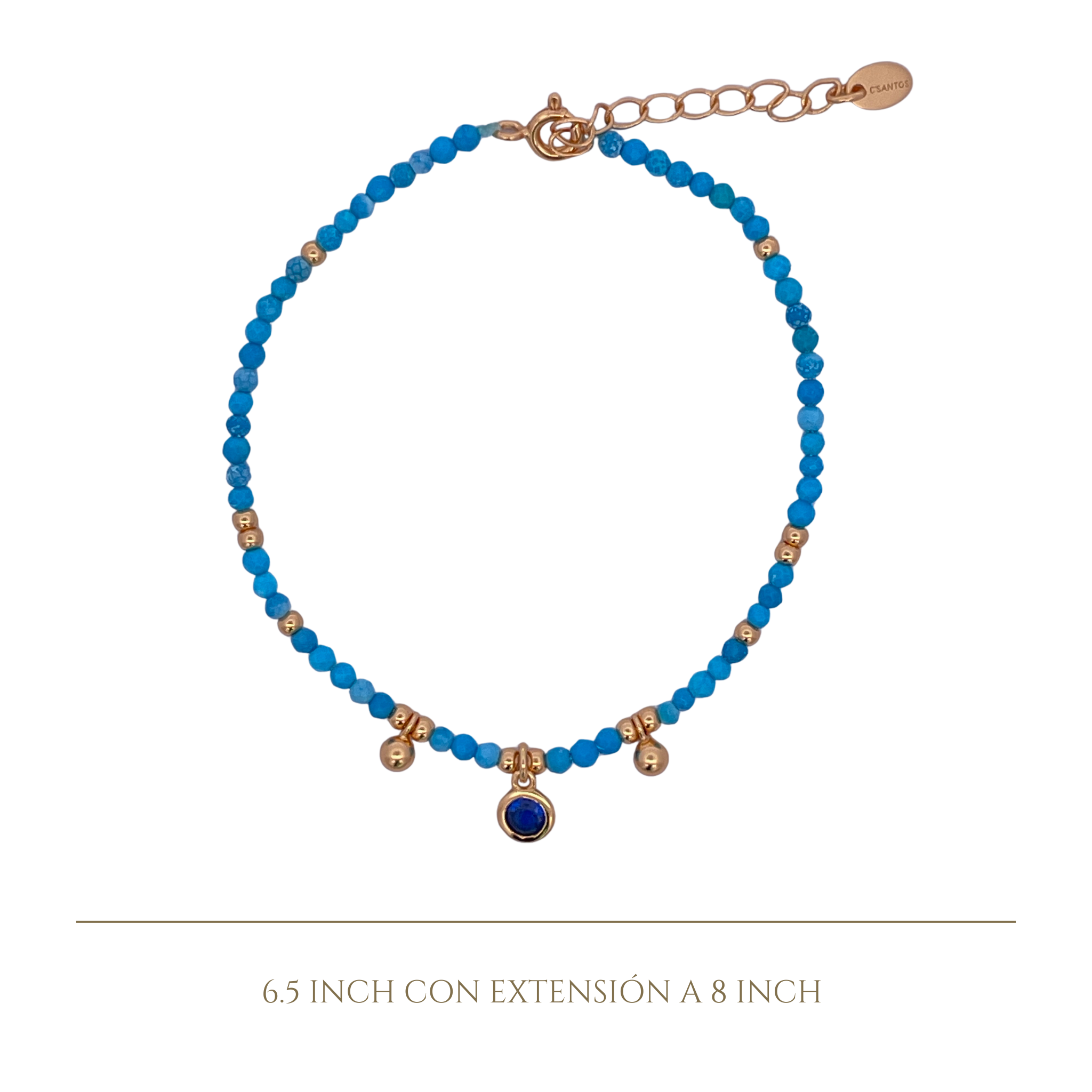925YG BEANDS WITH BEZEL BRACELET HOWLITE TURQUOISE