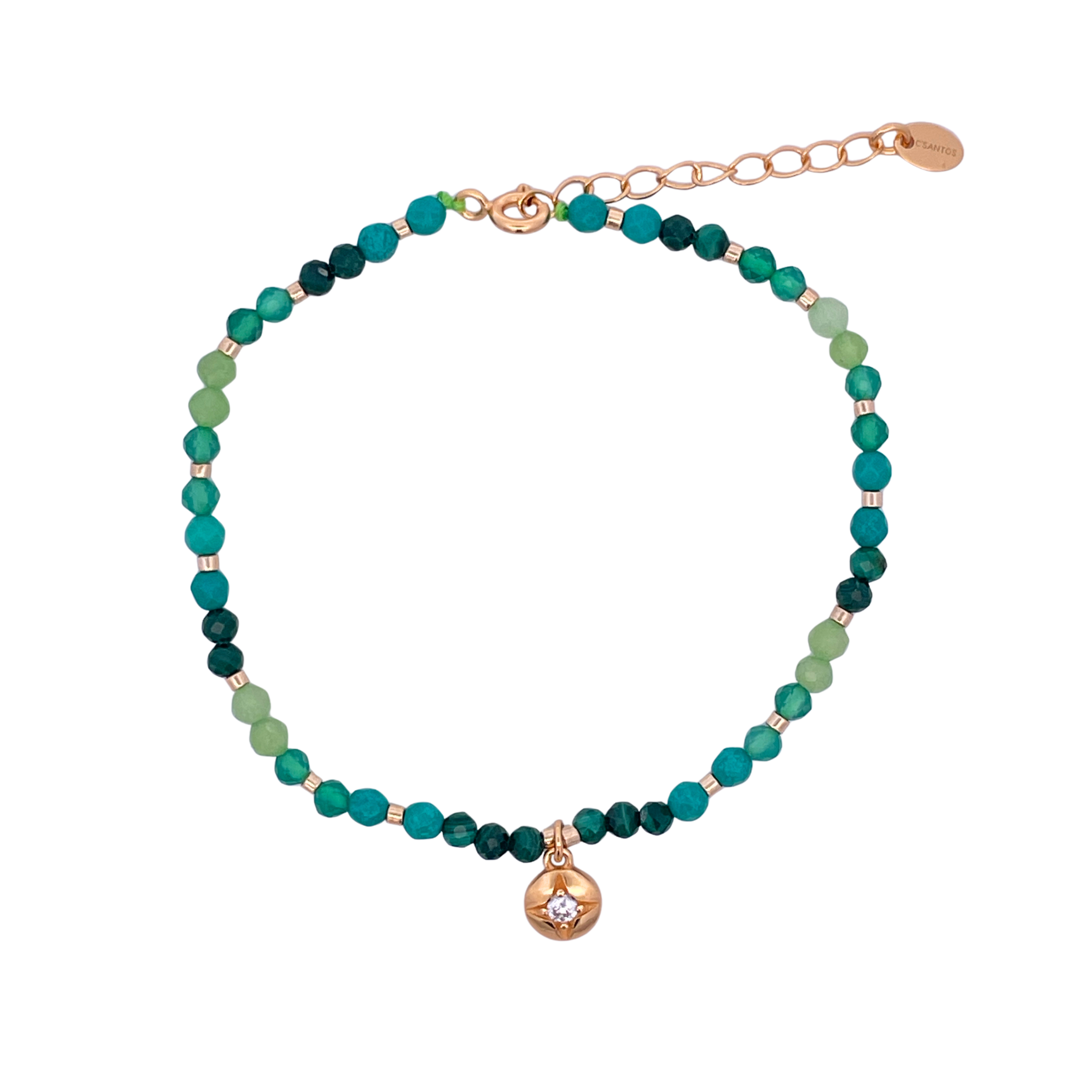 925YG BEANDS WITH SOLITARY STAR BRACELET TOU MAL AG GREEN