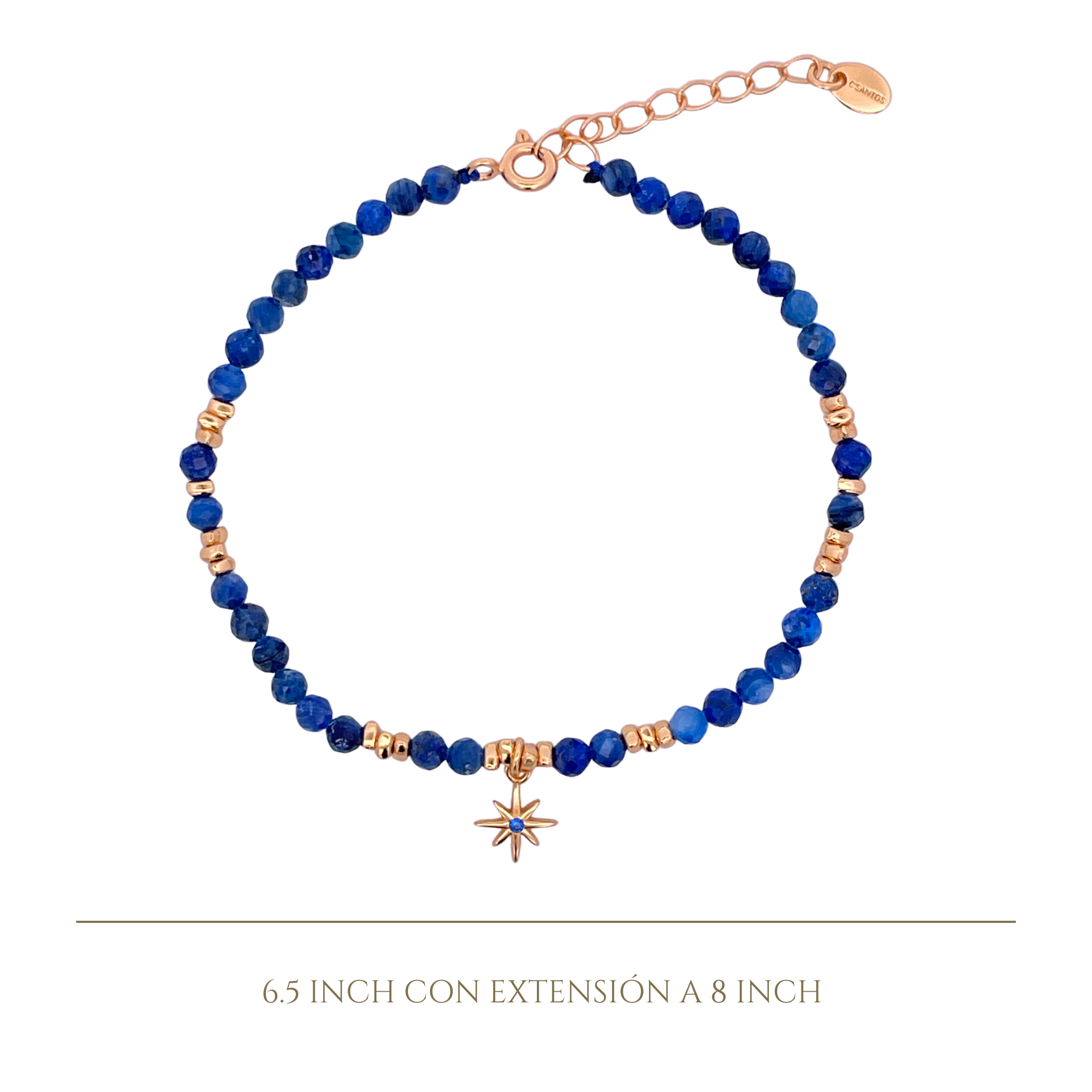 925YG BEANDS AND STAR BRACELET LAPIS