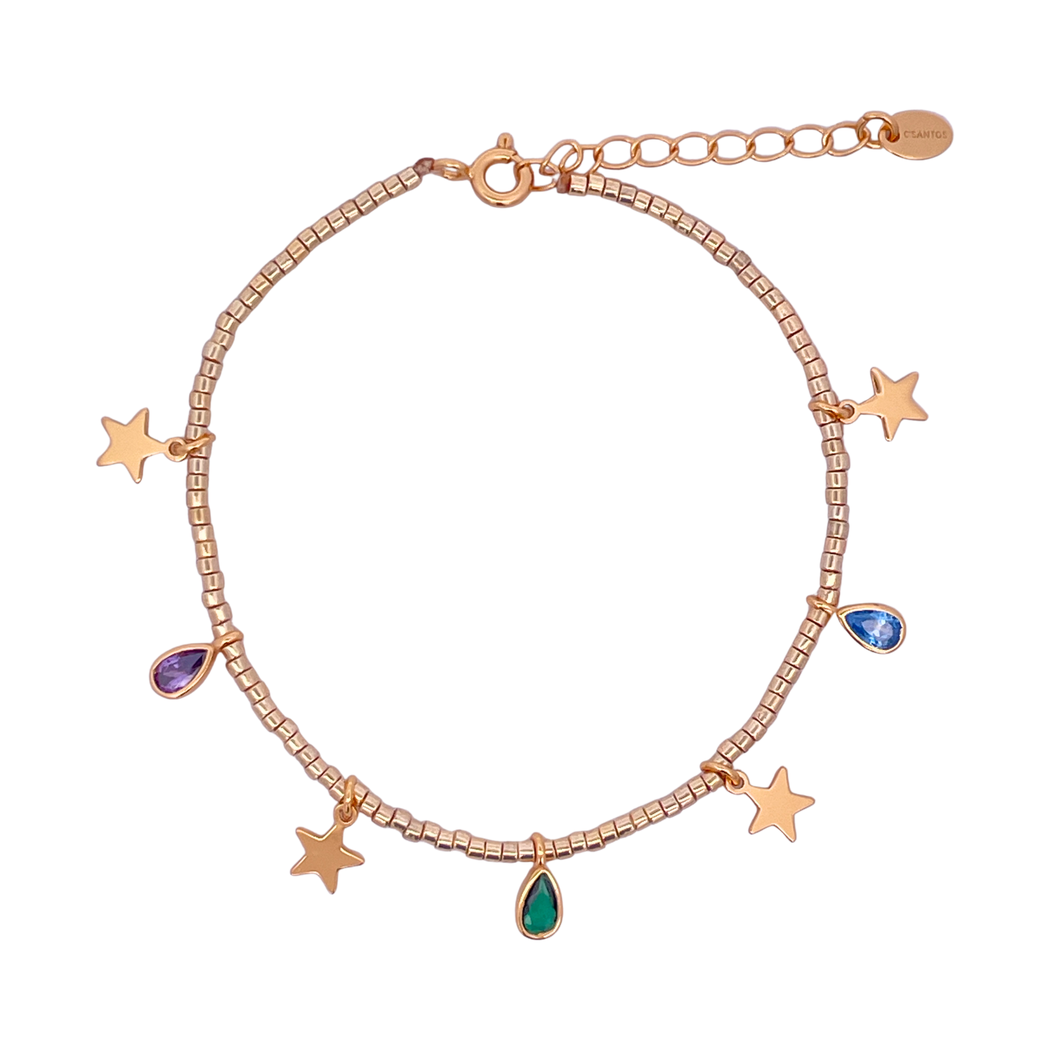 925YG MULTICHARMS STAR AND DROP BEZEL BRACELET AM BS