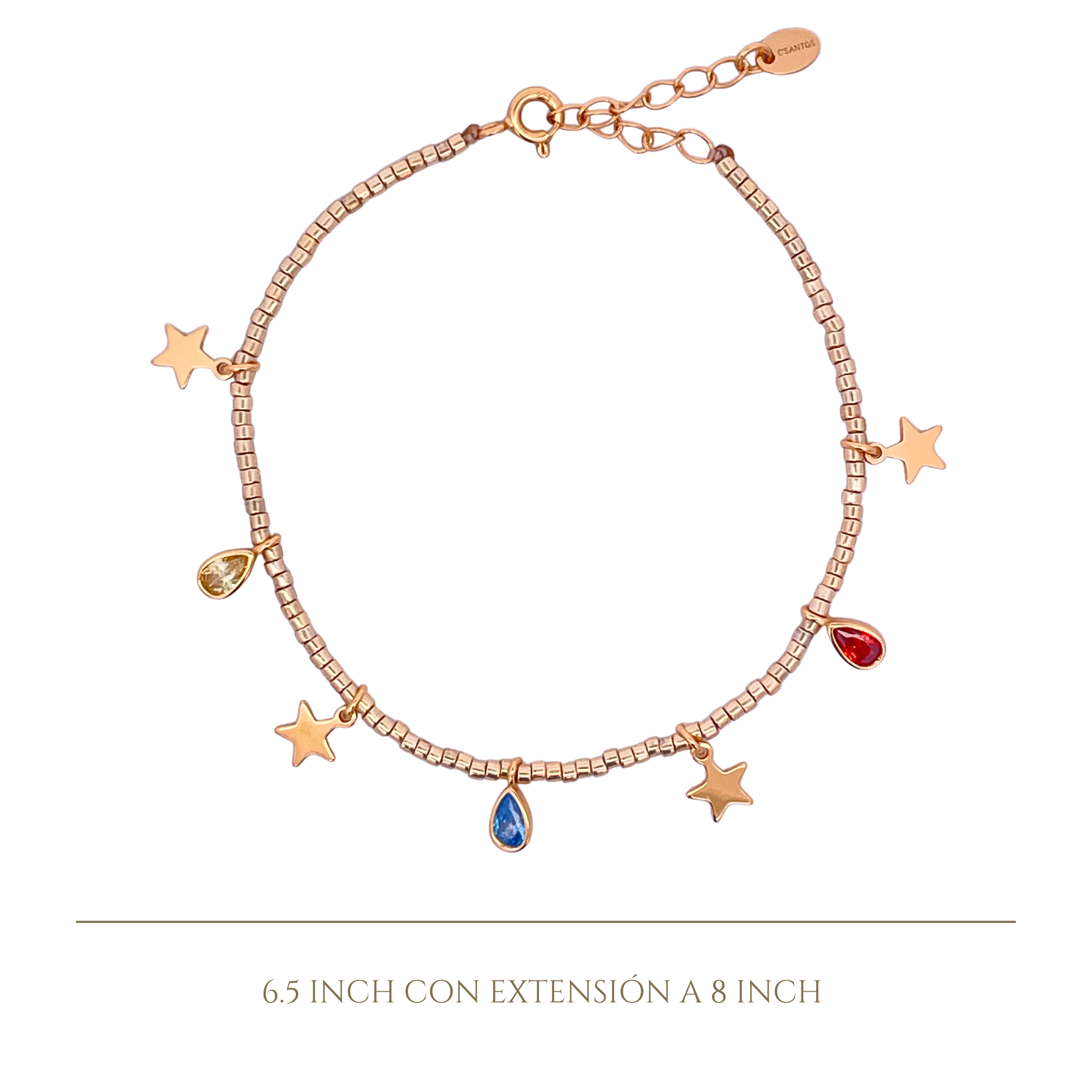925YG MULTICHARMS STAR AND DROP BEZEL BRACELET BS RB CT