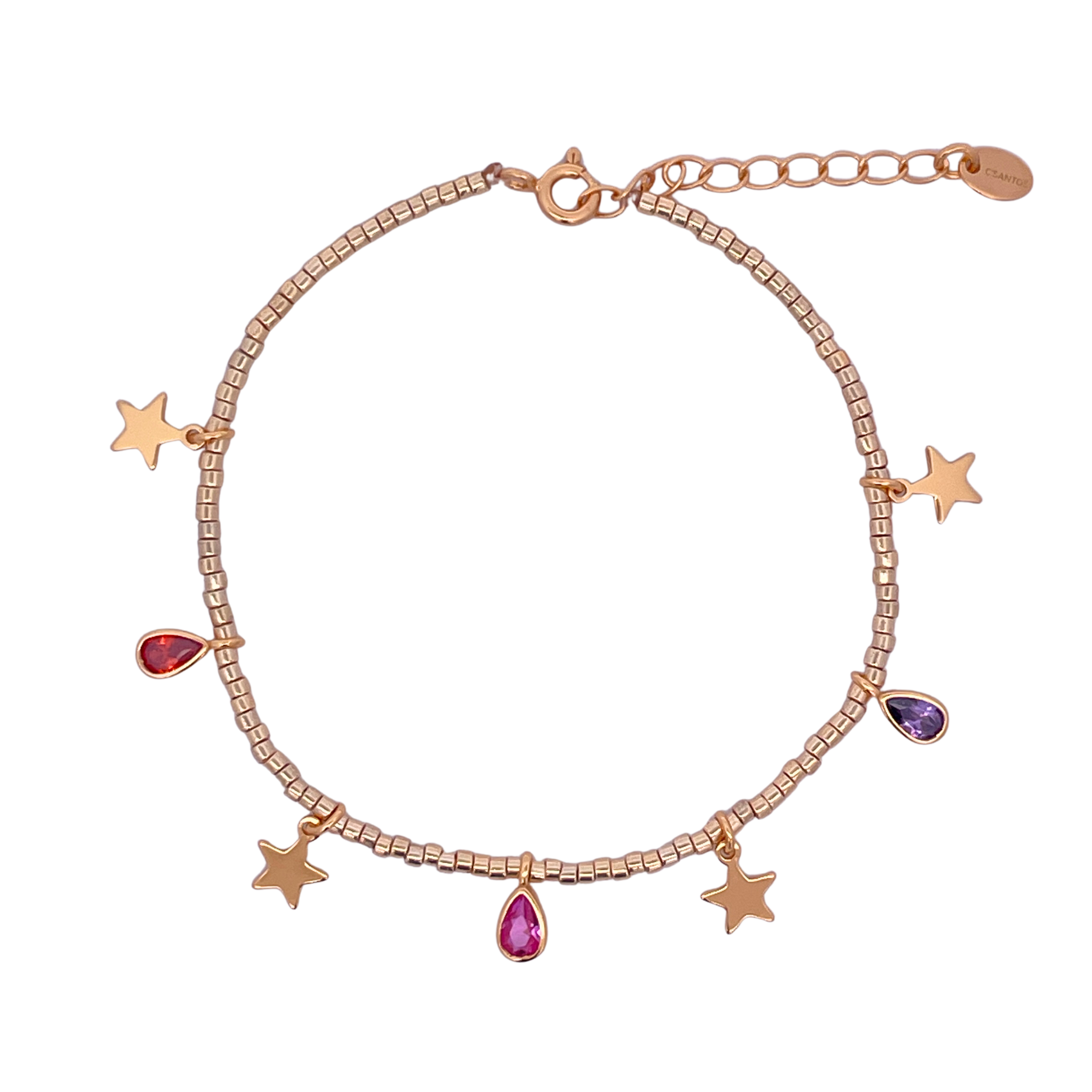 925YG MULTICHARMS STAR AND DROP BEZEL BRACELET AM PS RB