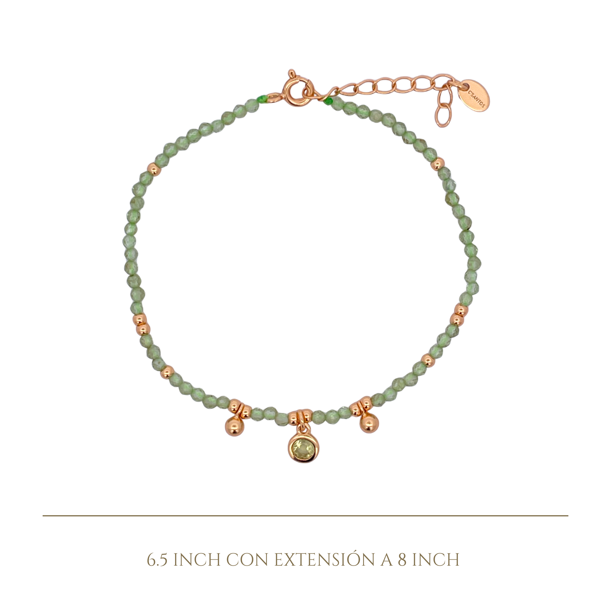925YG BEANDS WITH BEZEL BRACELET PERIDOT