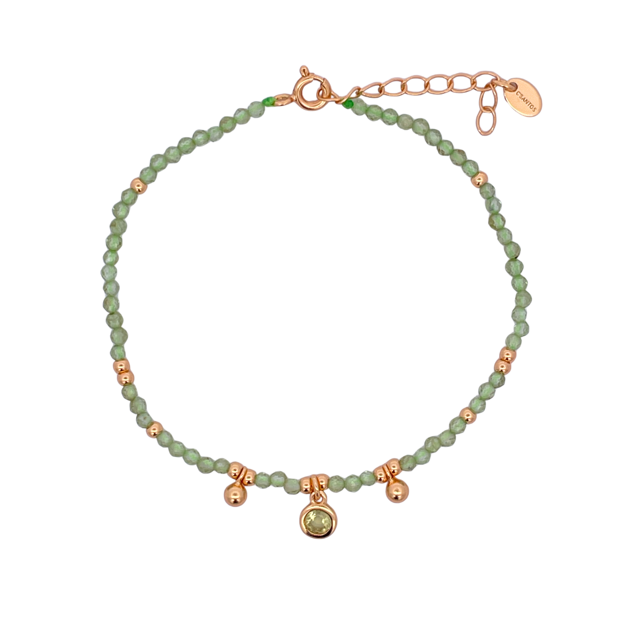 925YG BEANDS WITH BEZEL BRACELET PERIDOT